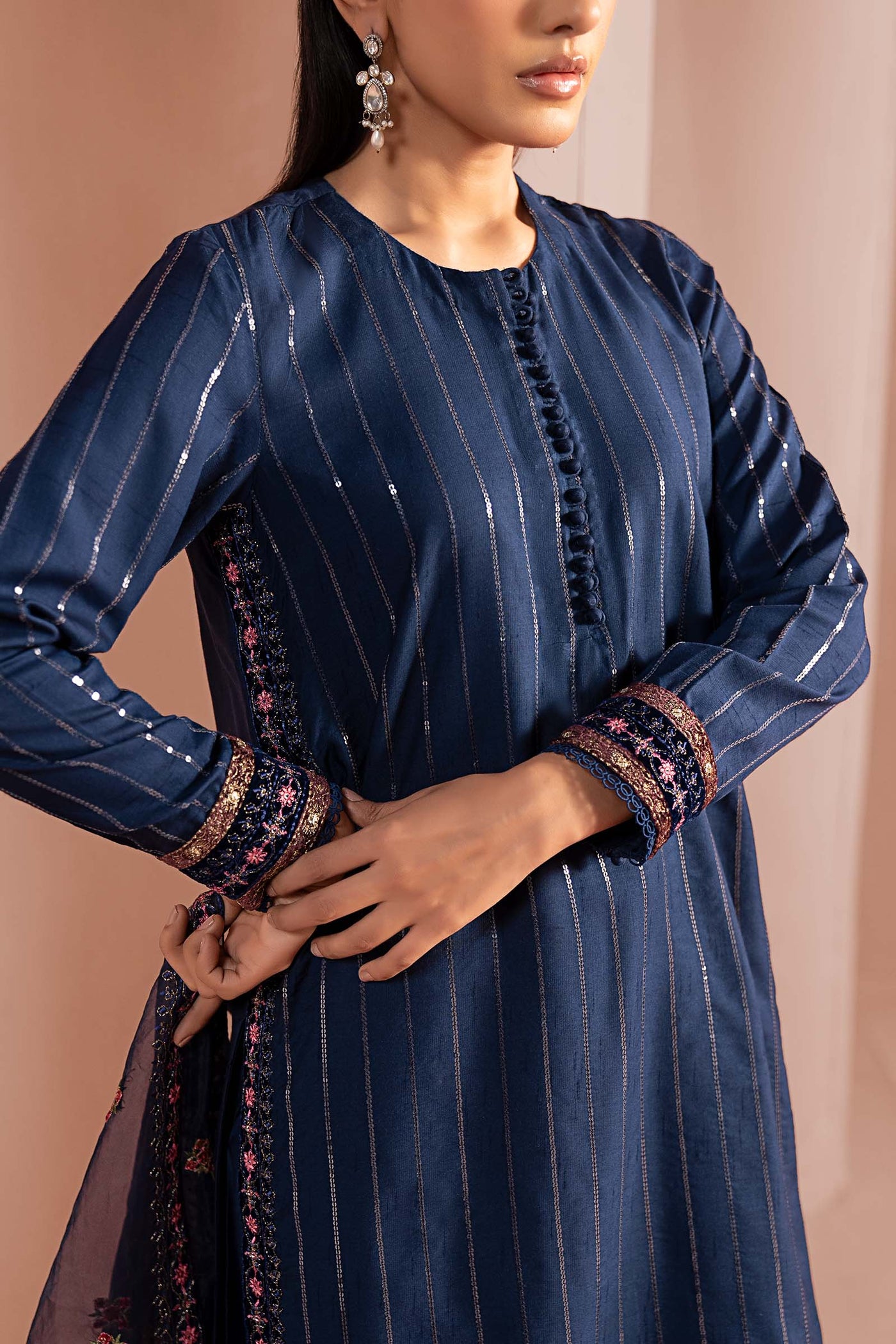 3 Piece Embroidered Linen Suit