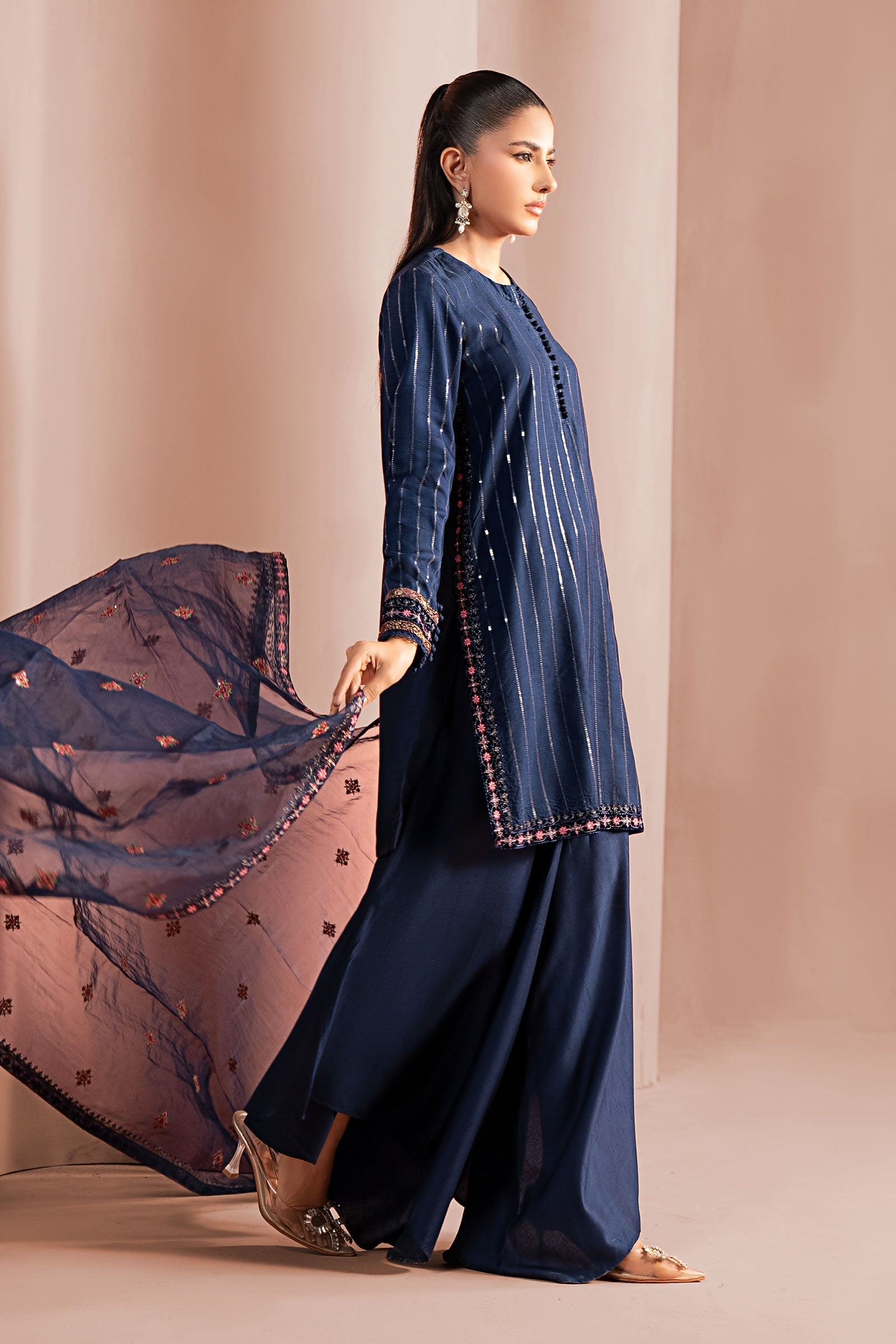 3 Piece Embroidered Linen Suit