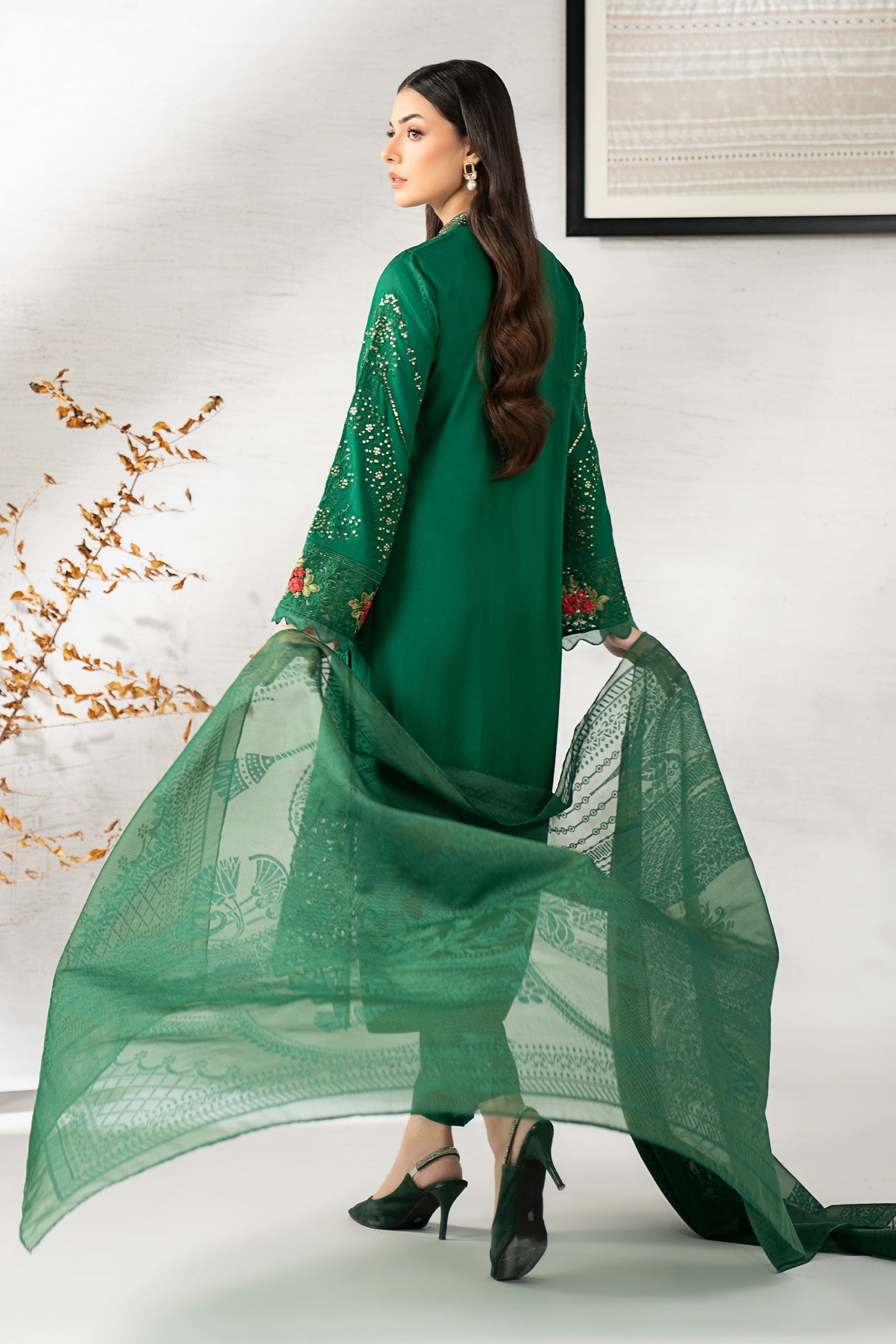 3 Piece Embroidered Linen Suit