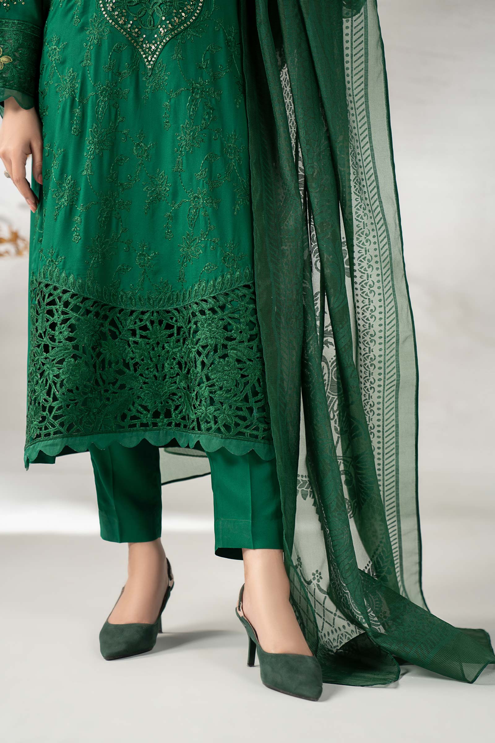 3 Piece Embroidered Linen Suit