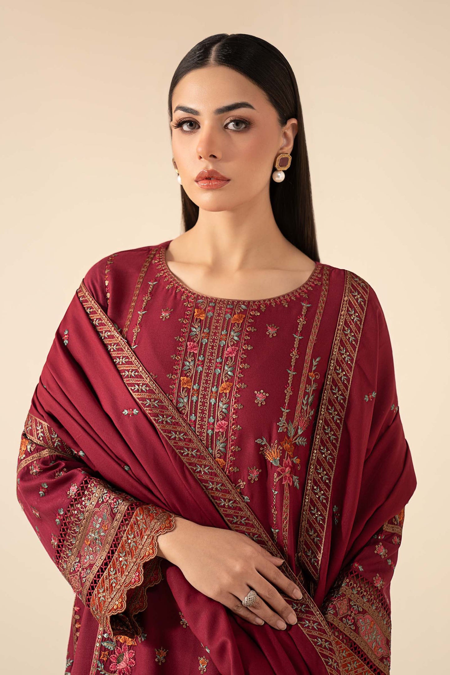 3 Piece Embroidered Linen Suit