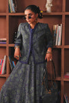 Embroidered Pk Raw Silk Skirt Set