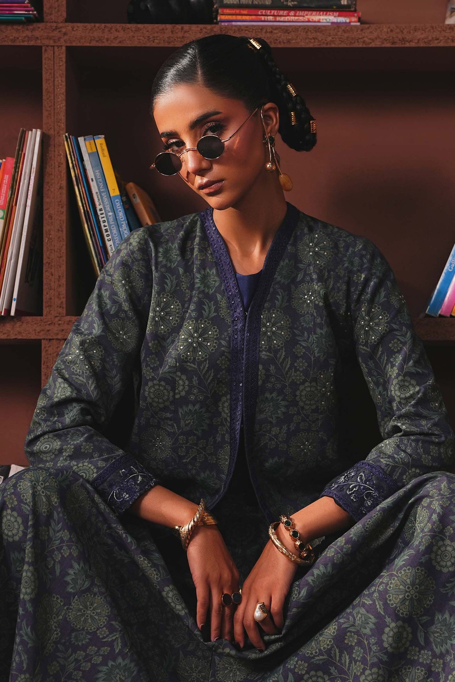 Embroidered Pk Raw Silk Skirt Set