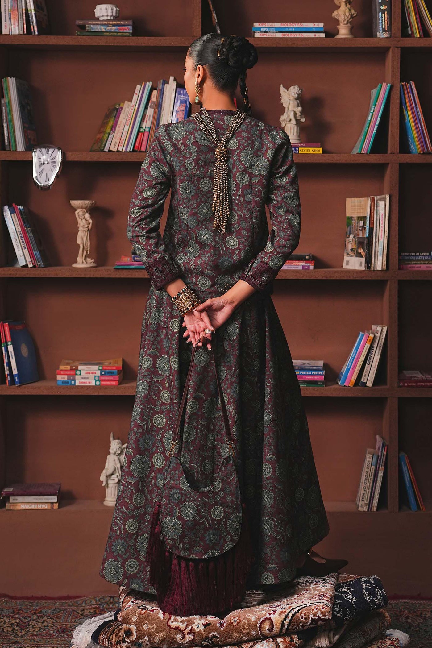 Embroidered Pk Raw Silk Skirt Set