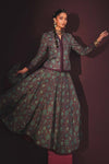 Embroidered Pk Raw Silk Skirt Set