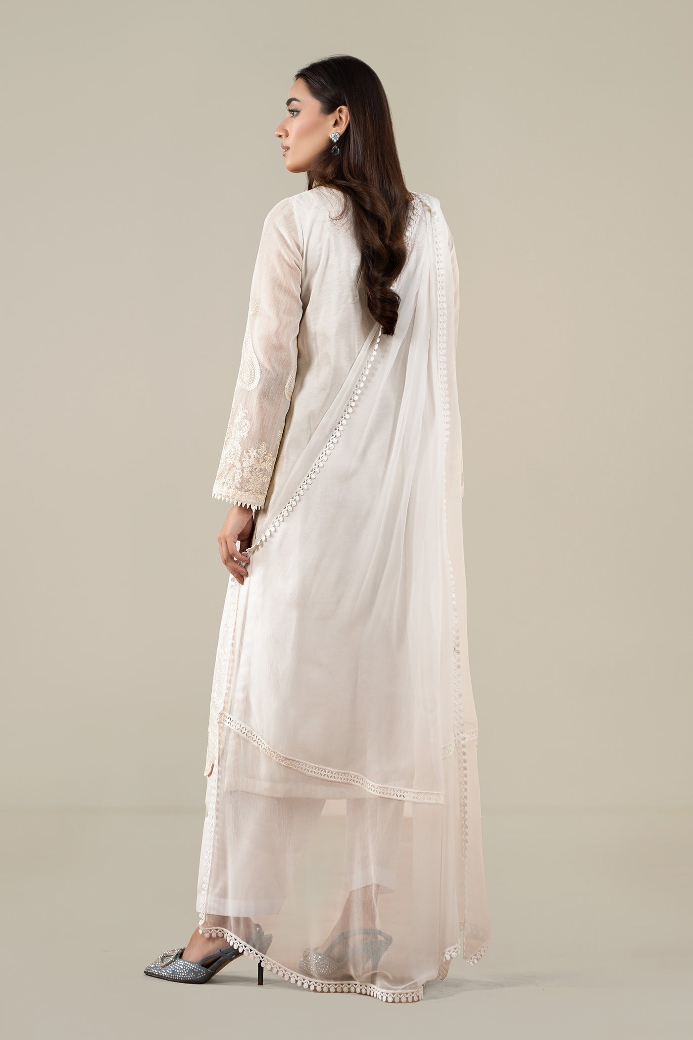 3 Piece Embroidered Paper Cotton Suit