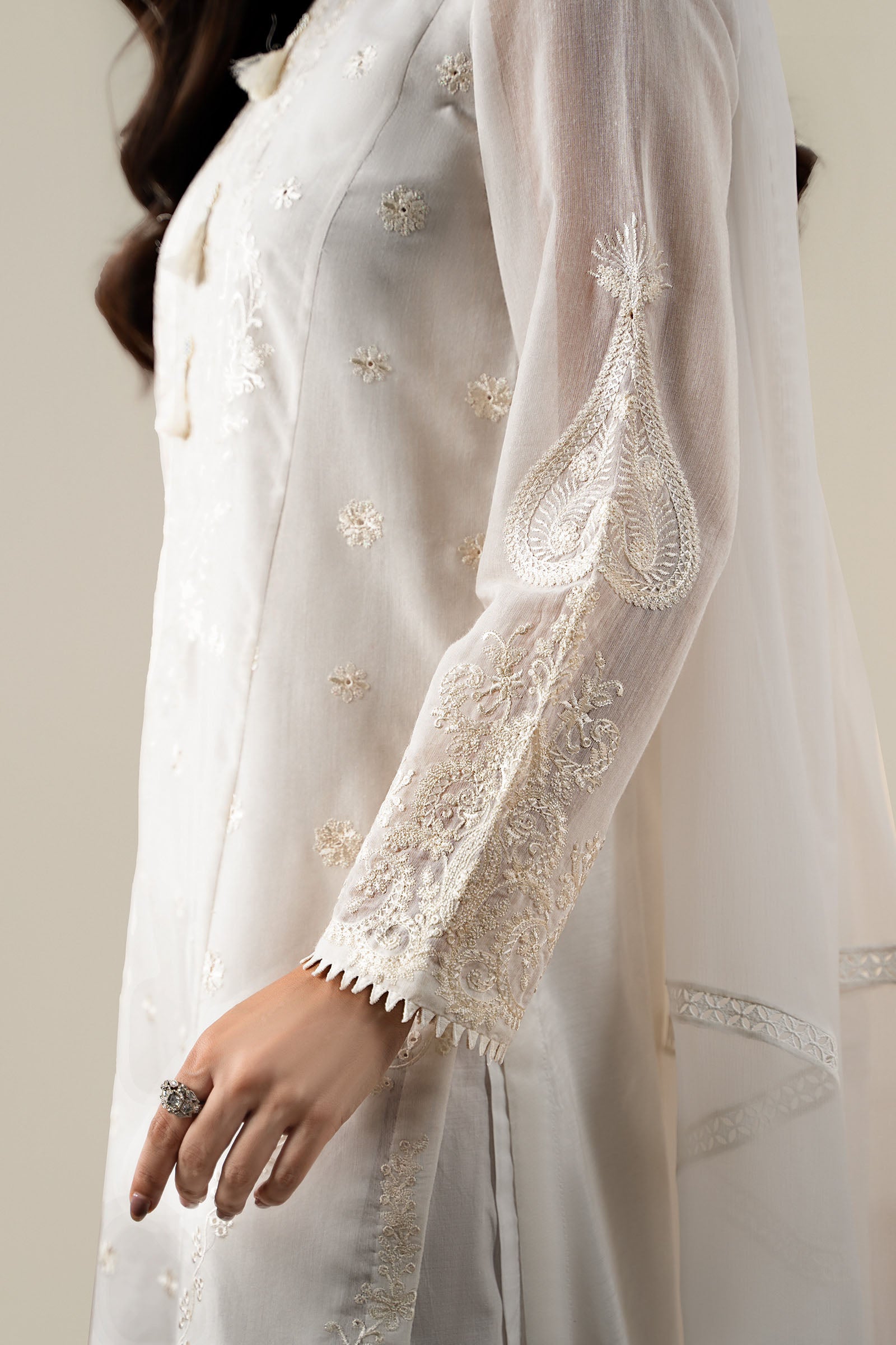 3 Piece Embroidered Paper Cotton Suit