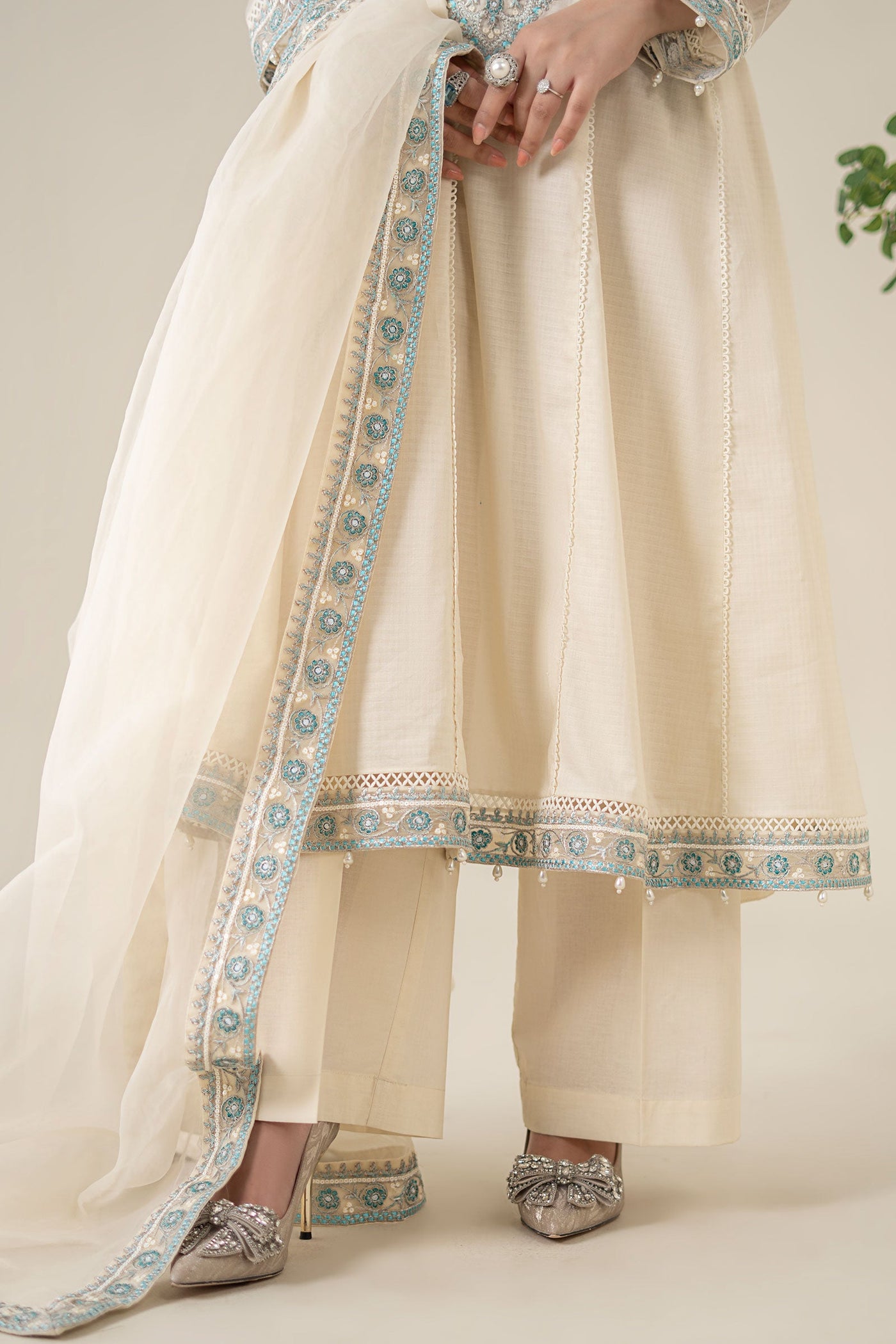 3 Piece Embroidered Dobby Suit