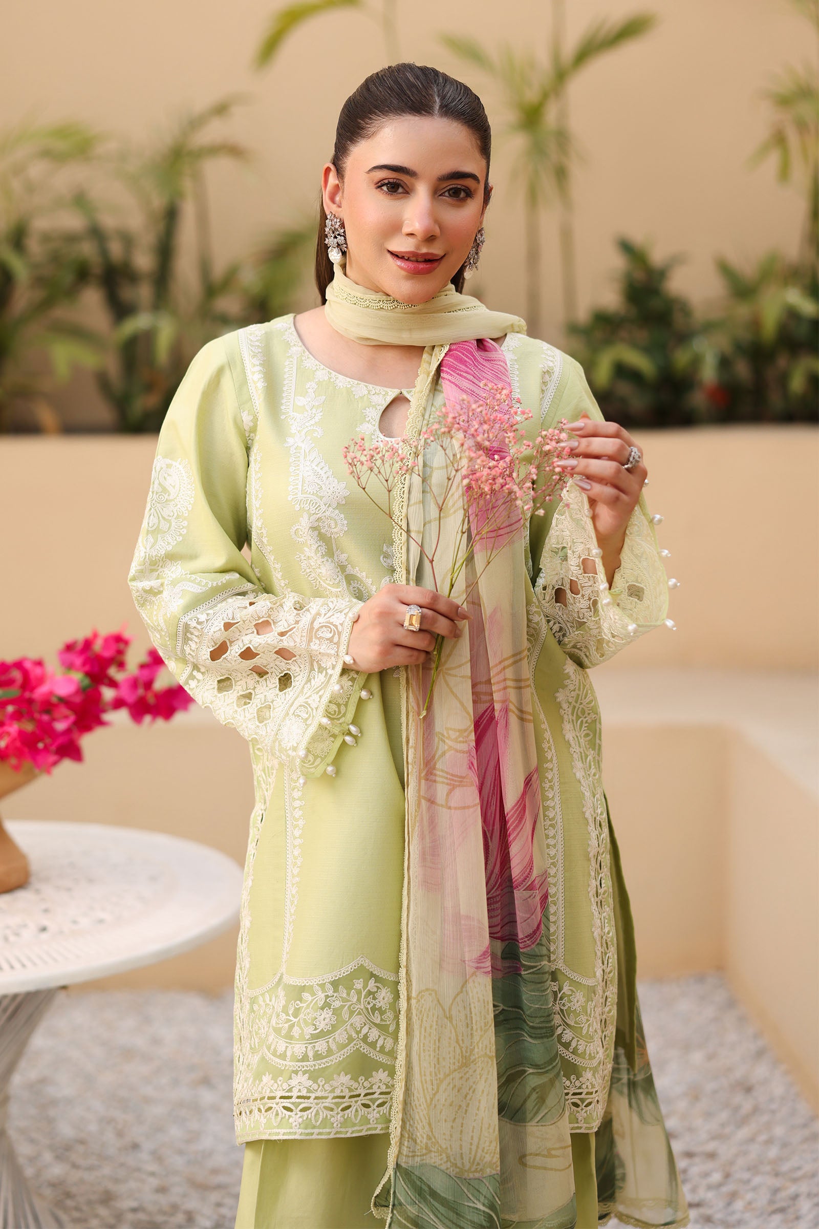 3 Piece Embroidered Dobby Suit