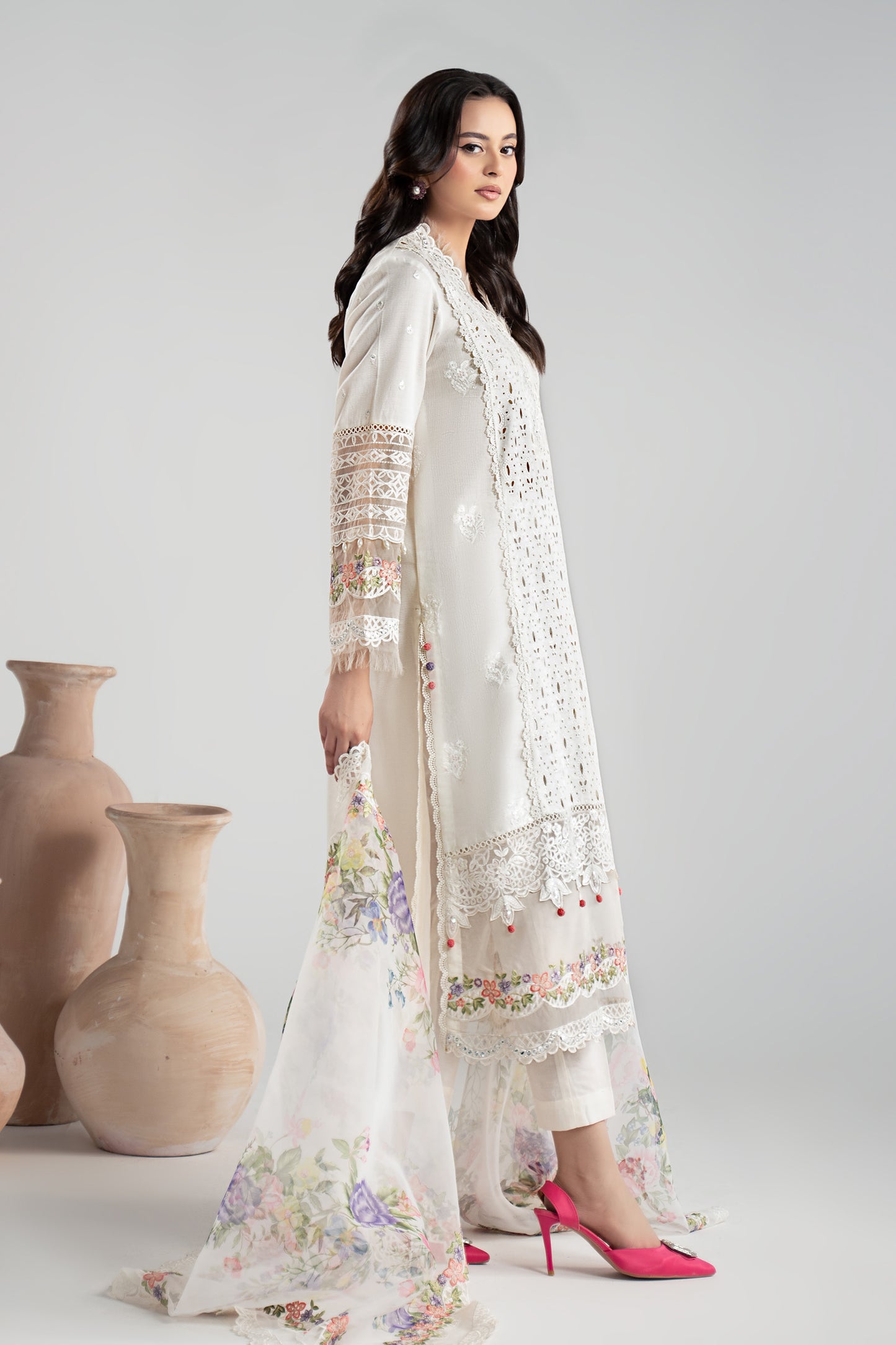 3 Piece Embroidered Dobby Suit