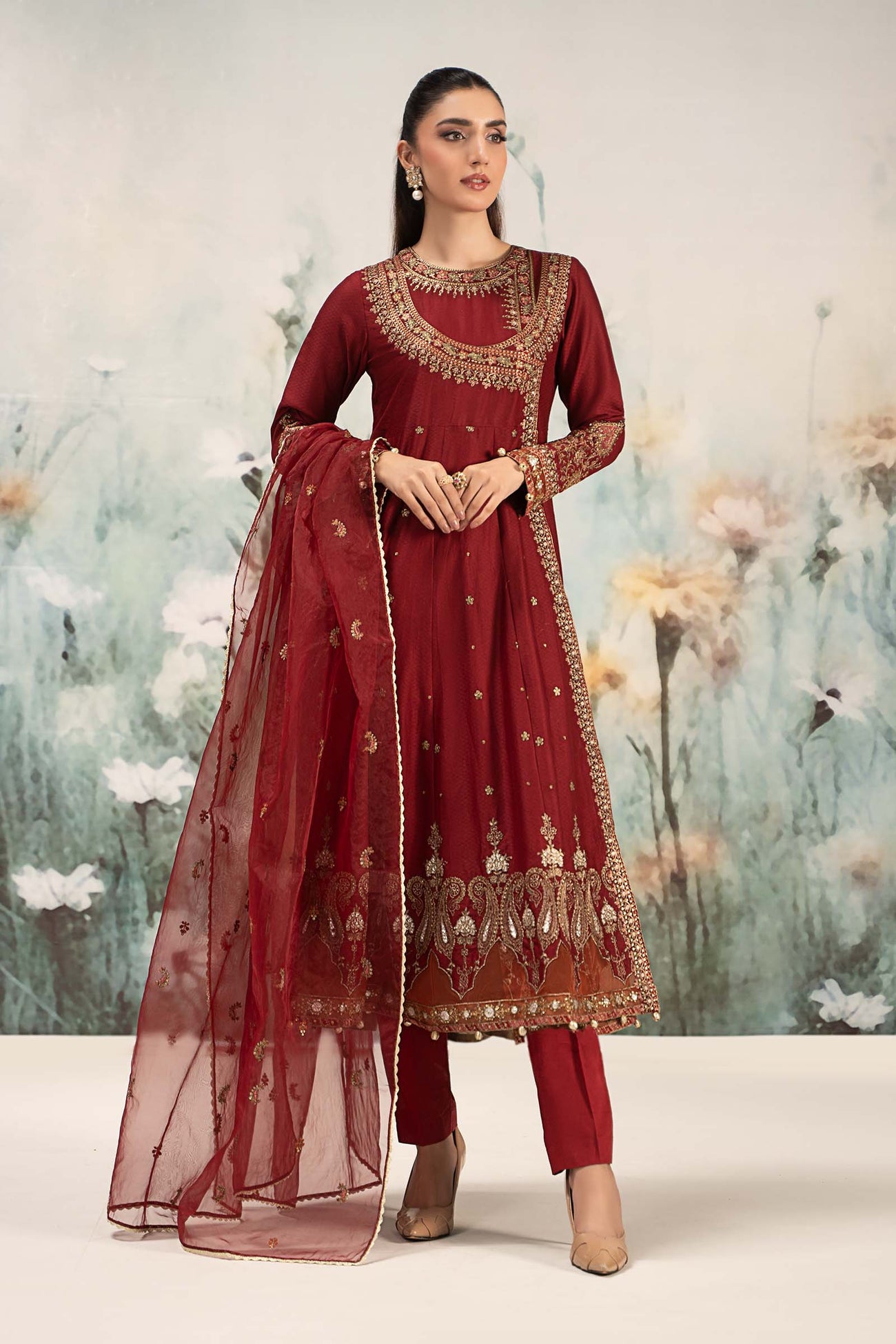 3 Piece Embroidered Dobby Lawn Suit