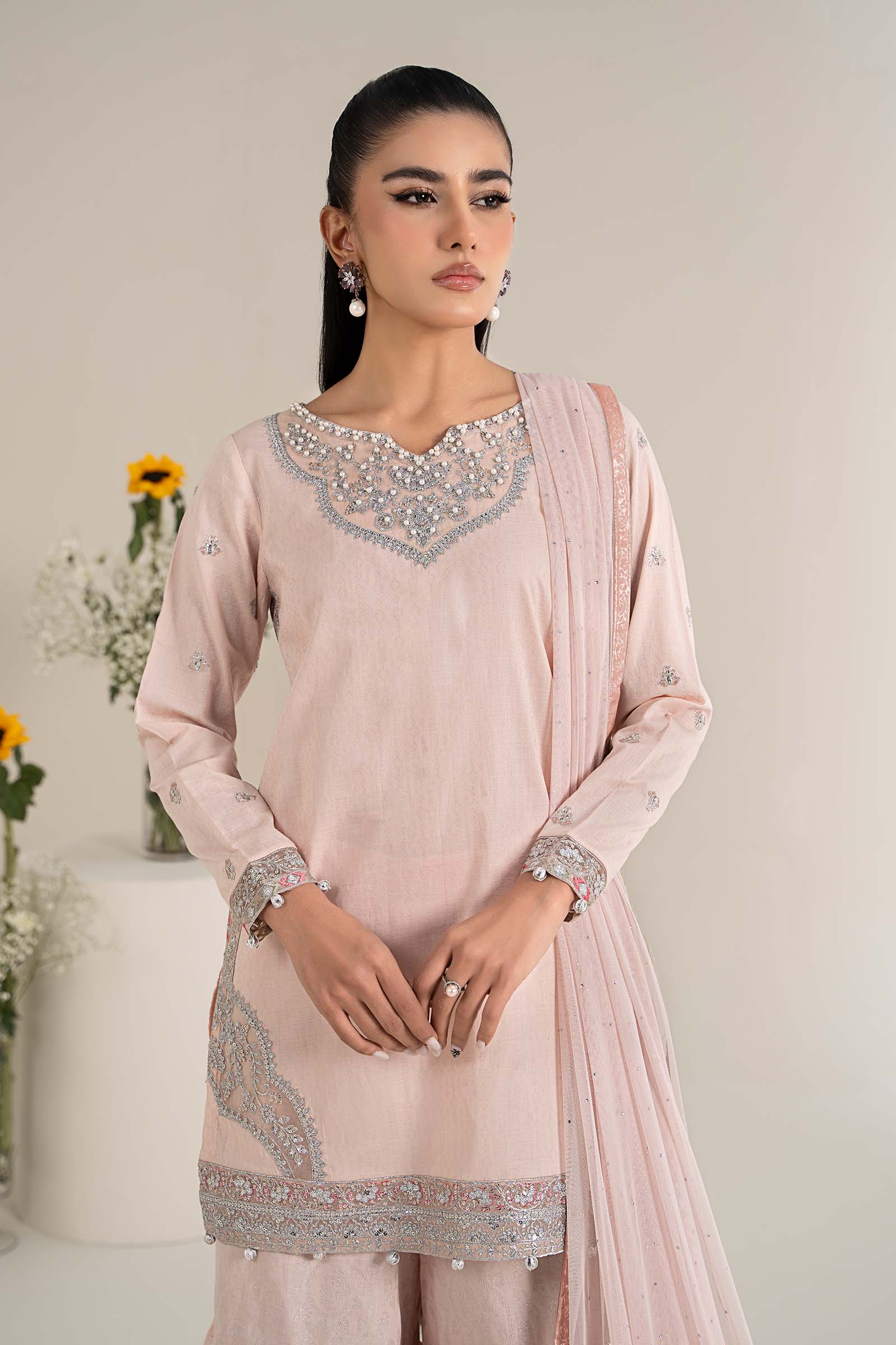 3 Piece Embroidered Dobby Lawn Suit