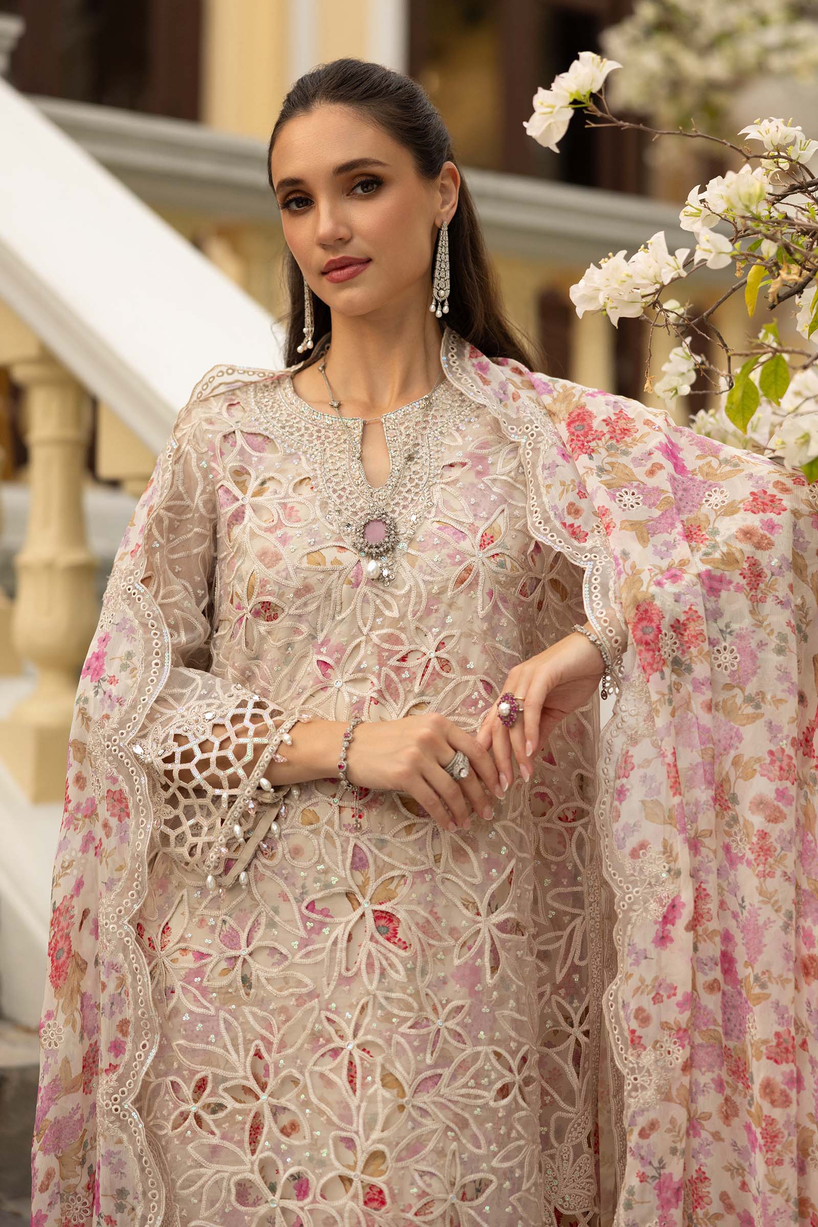 3 Piece Embroidered Organza Suit