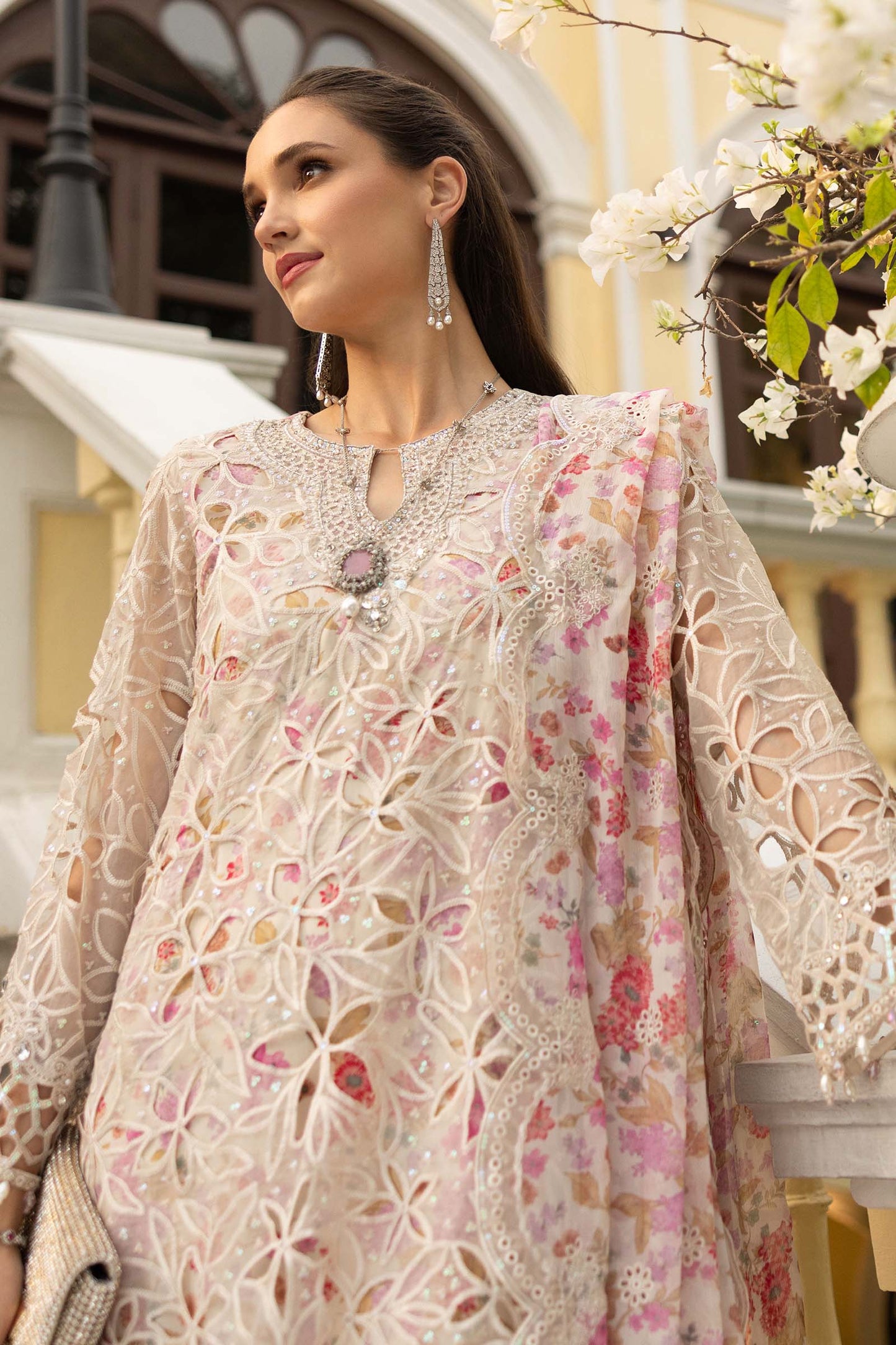 3 Piece Embroidered Organza Suit