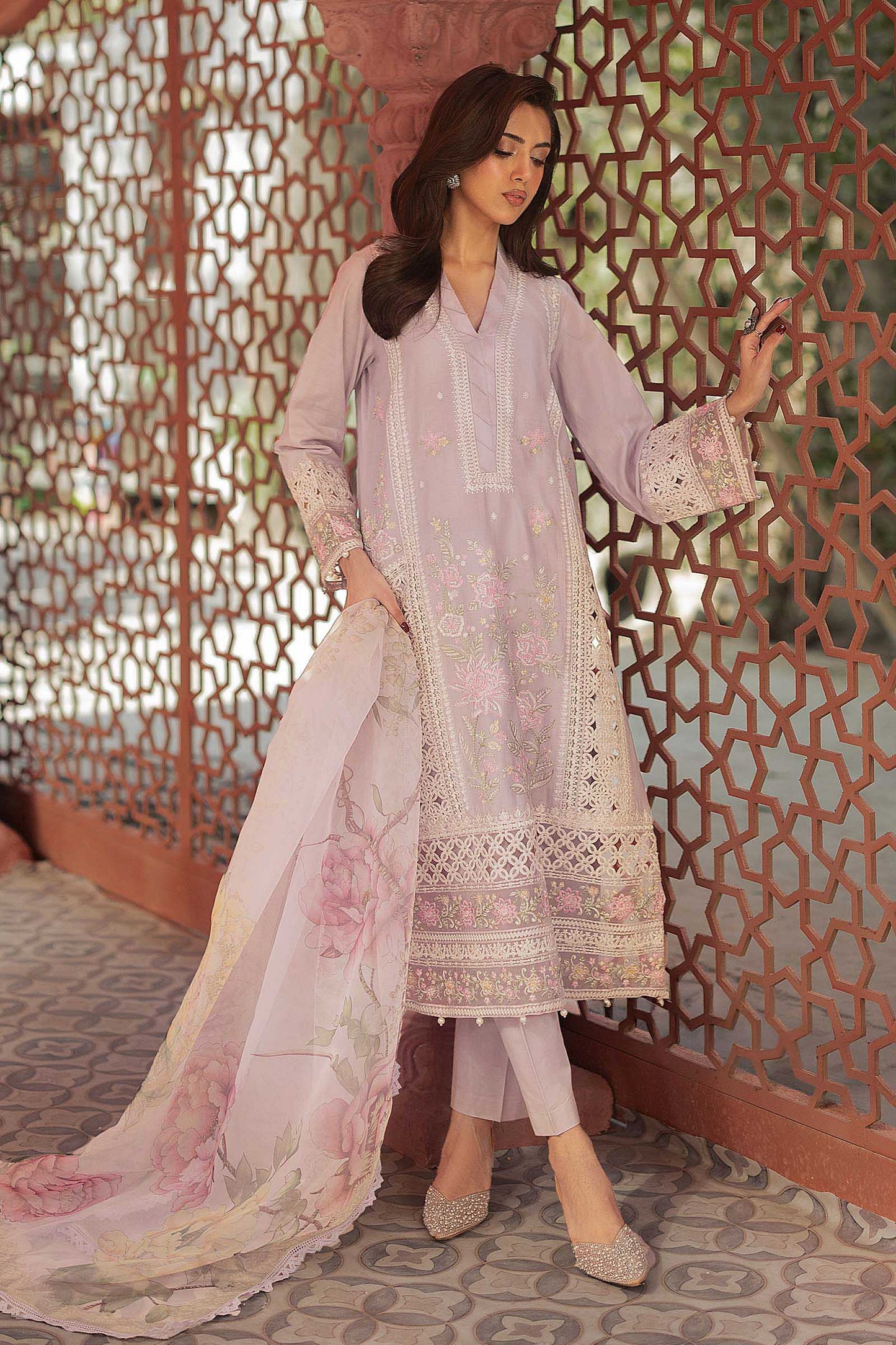 3 Piece Embroidered Dobby Lawn Suit