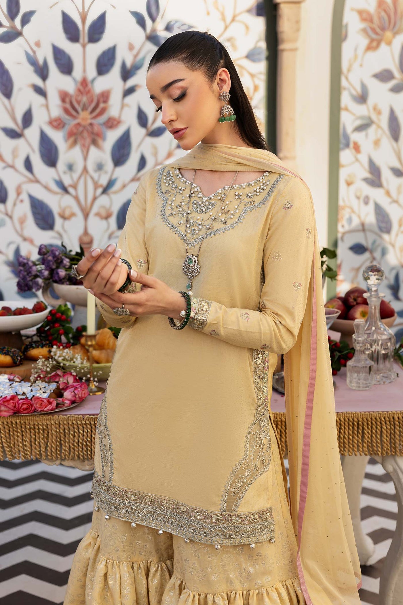 3 Piece Embroidered Dobby Lawn Suit