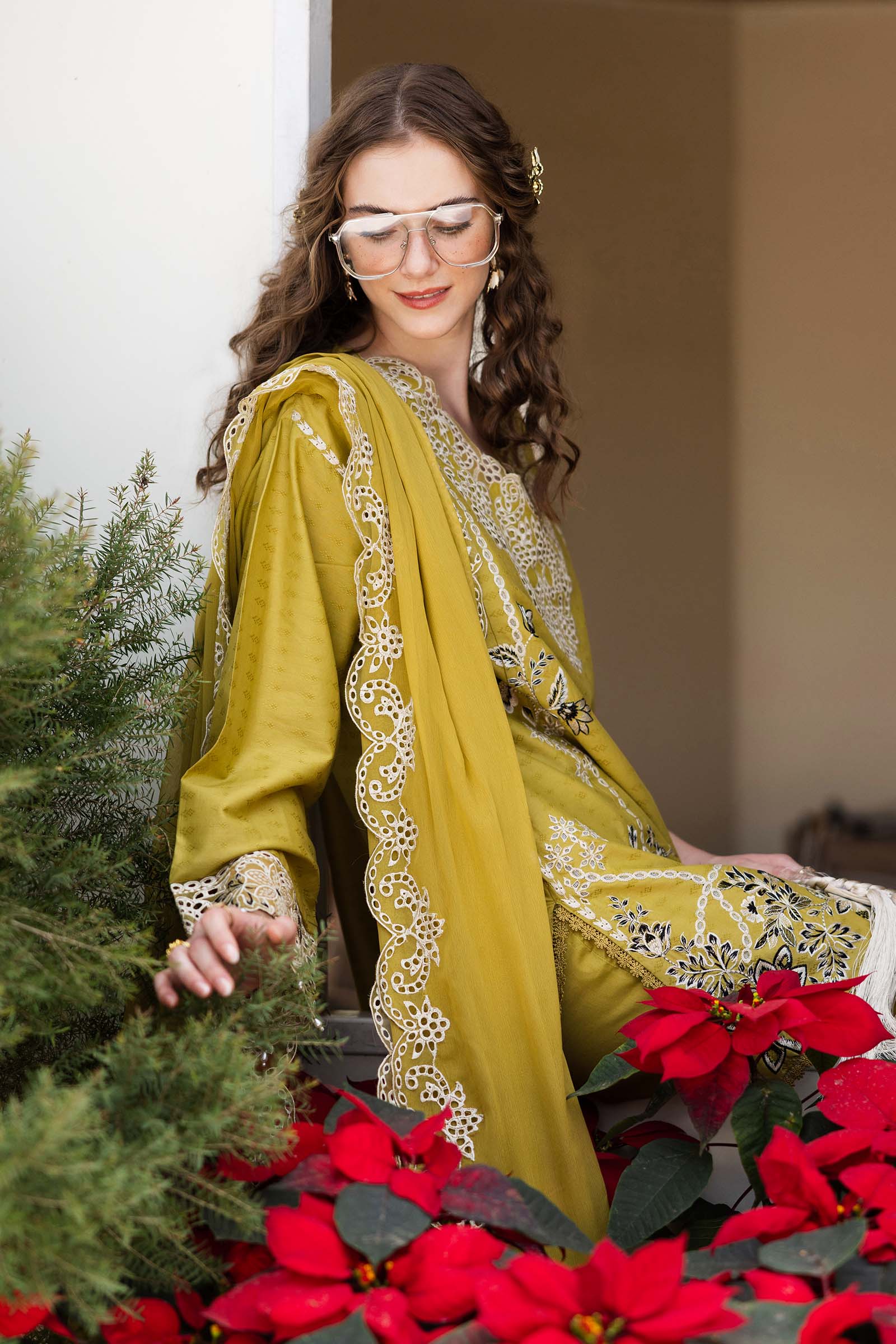 3 Piece Embroidered Dobby Lawn Suit
