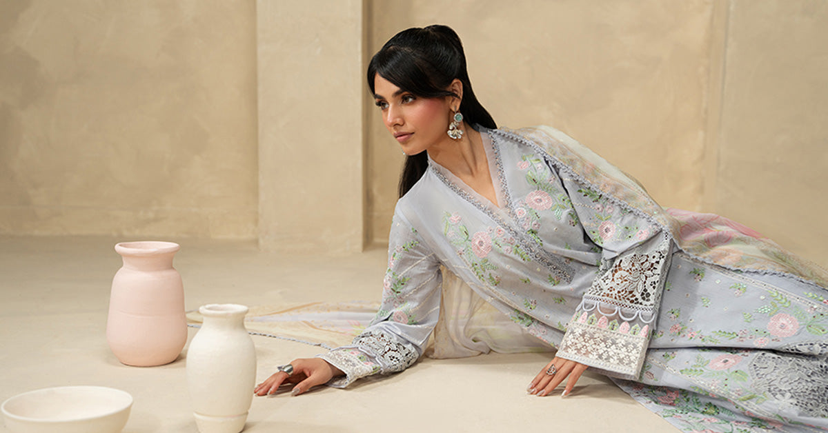 3 Piece Embroidered Dobby Lawn Suit