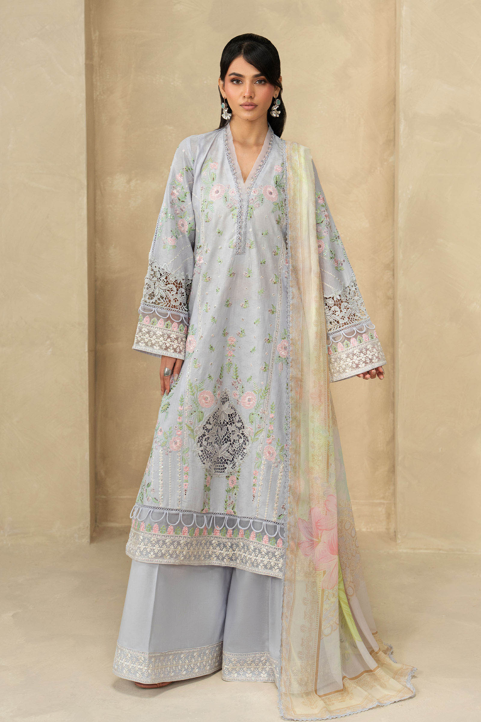 3 Piece Embroidered Dobby Lawn Suit