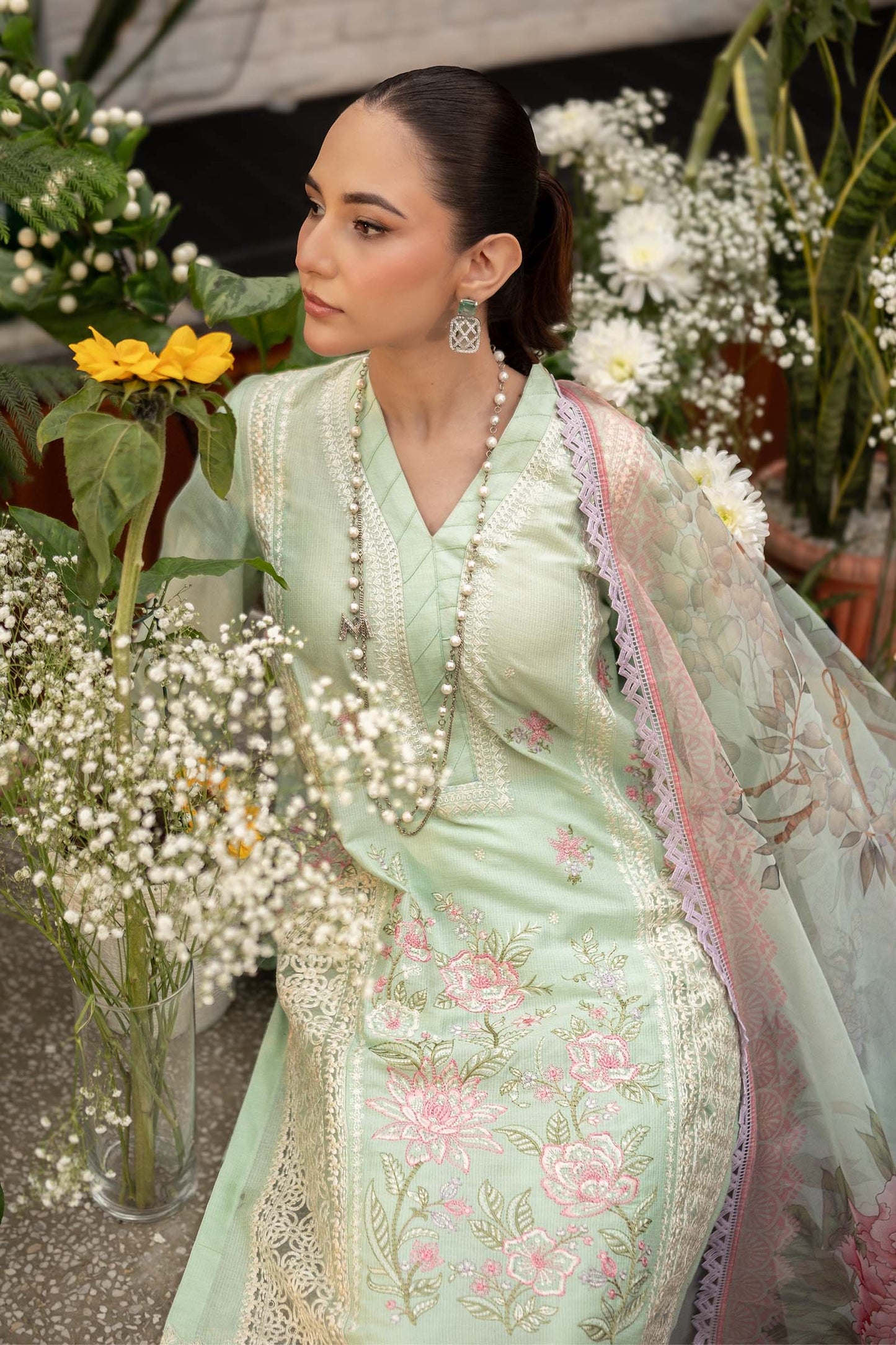 3 Piece Embroidered Dobby Lawn Suit