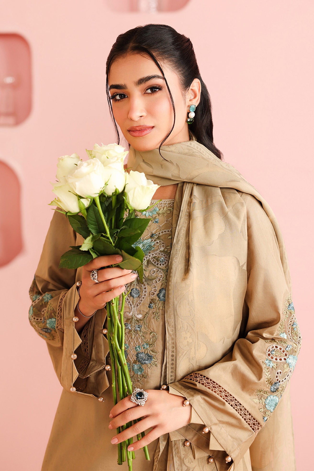 3 Piece Embroidered Dobby Suit