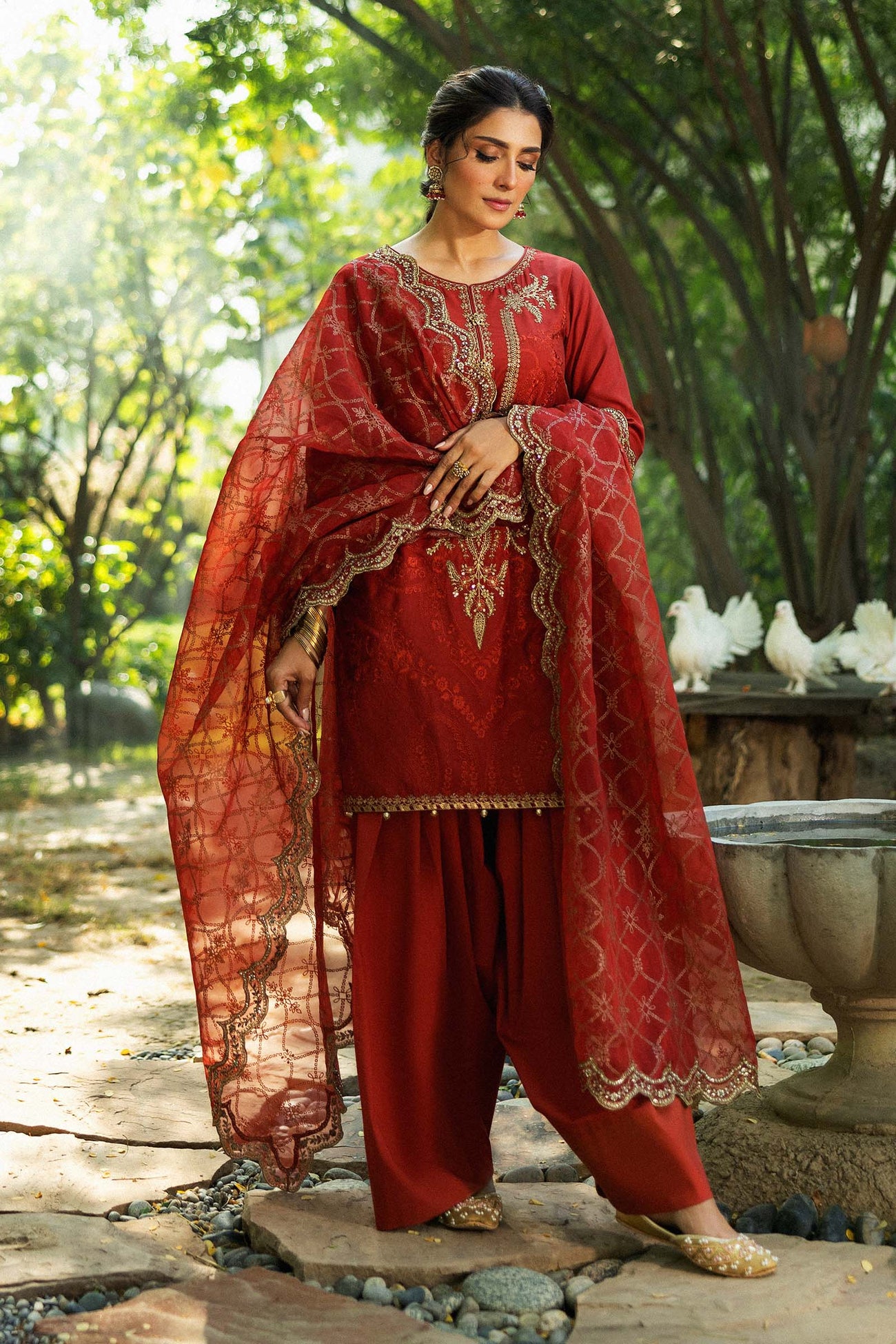 3 Piece Embroidered Linen Suit