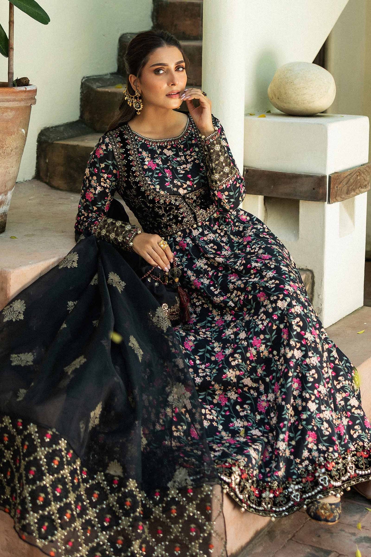3 Piece Embroidered Linen Suit