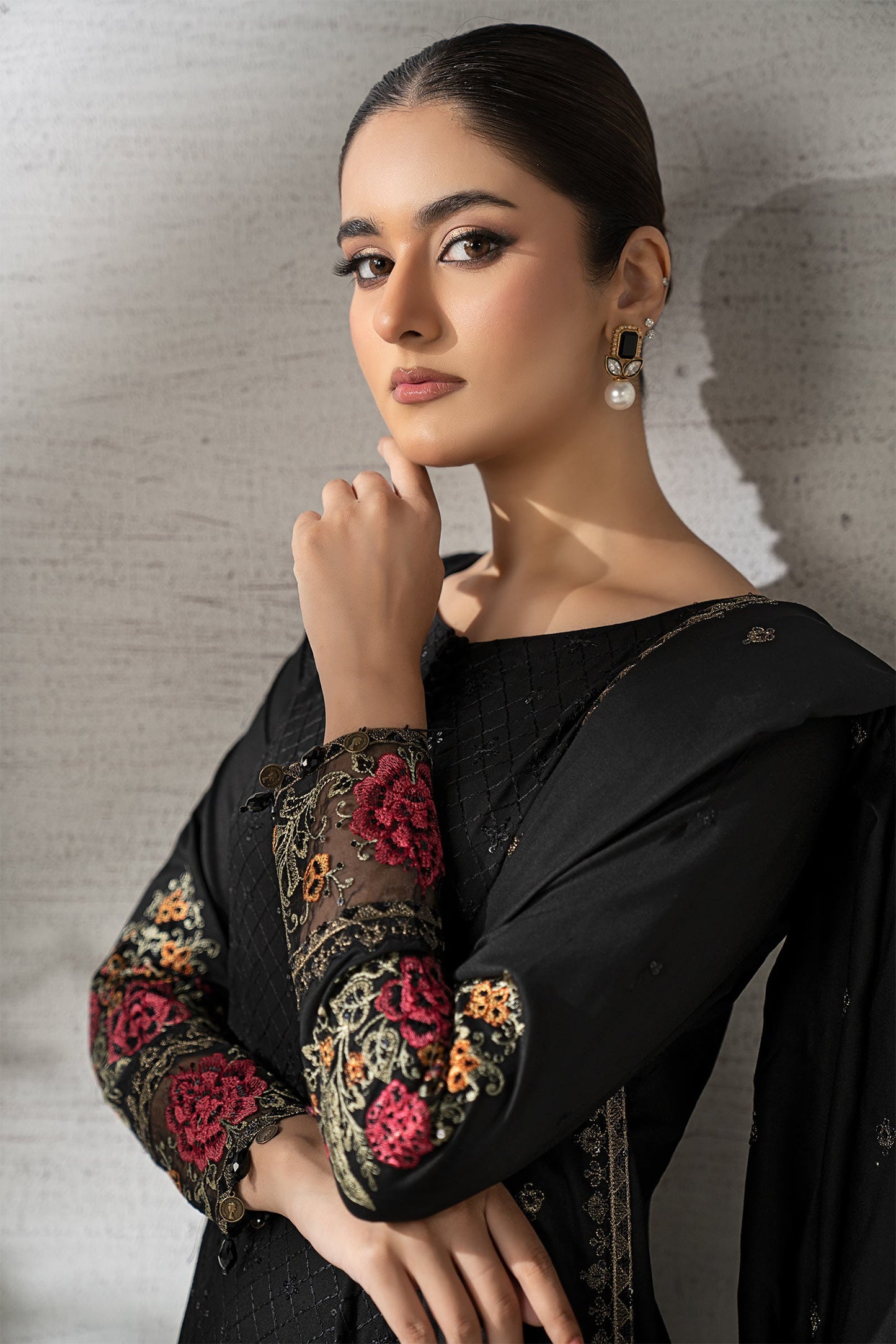 3 Piece Embroidered Linen Suit