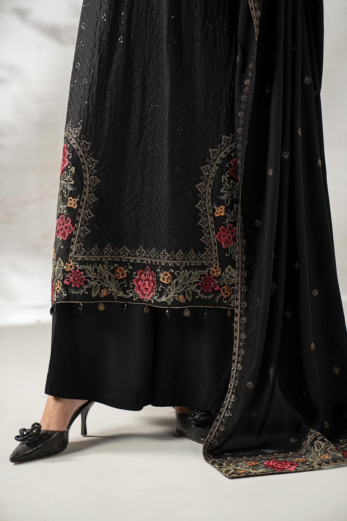 3 Piece Embroidered Linen Suit