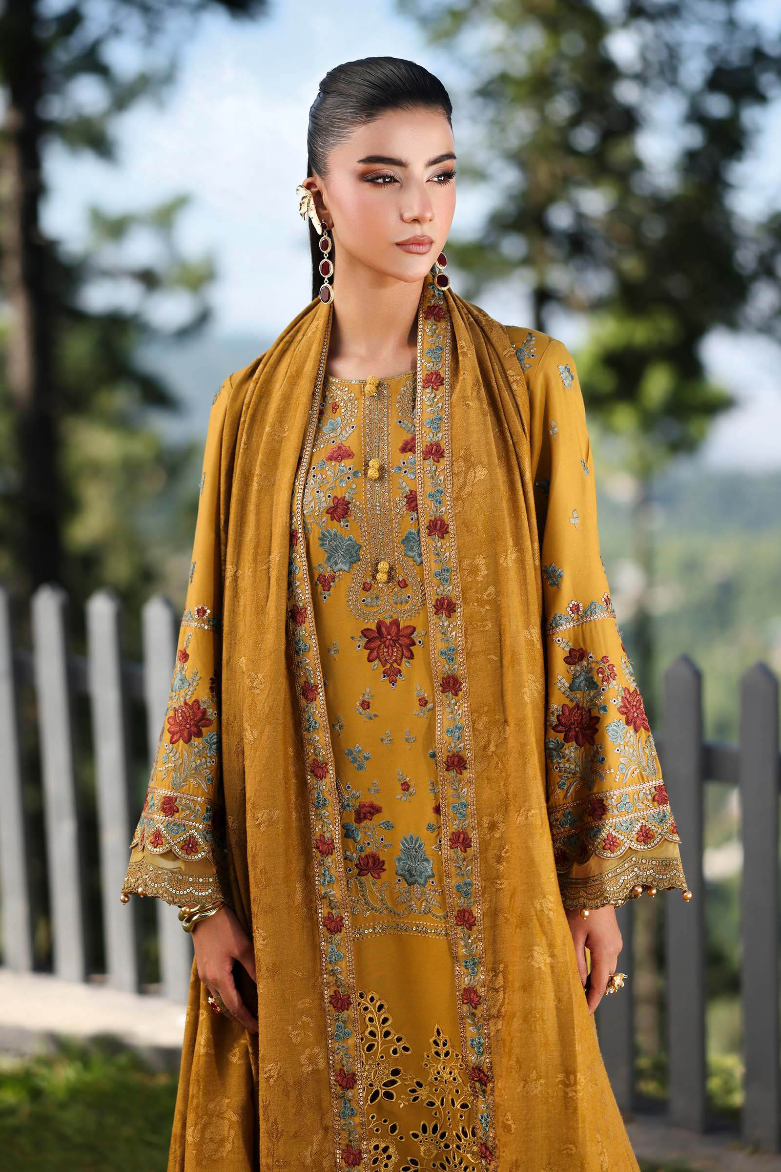 3 Piece Embroidered Linen Suit