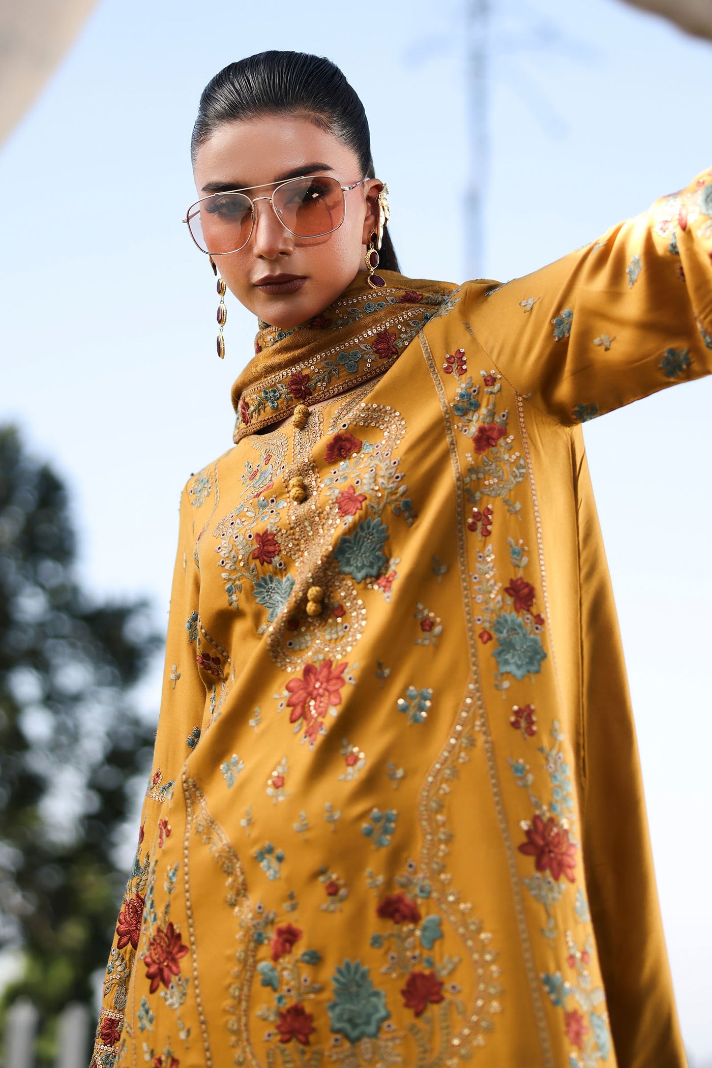 3 Piece Embroidered Linen Suit