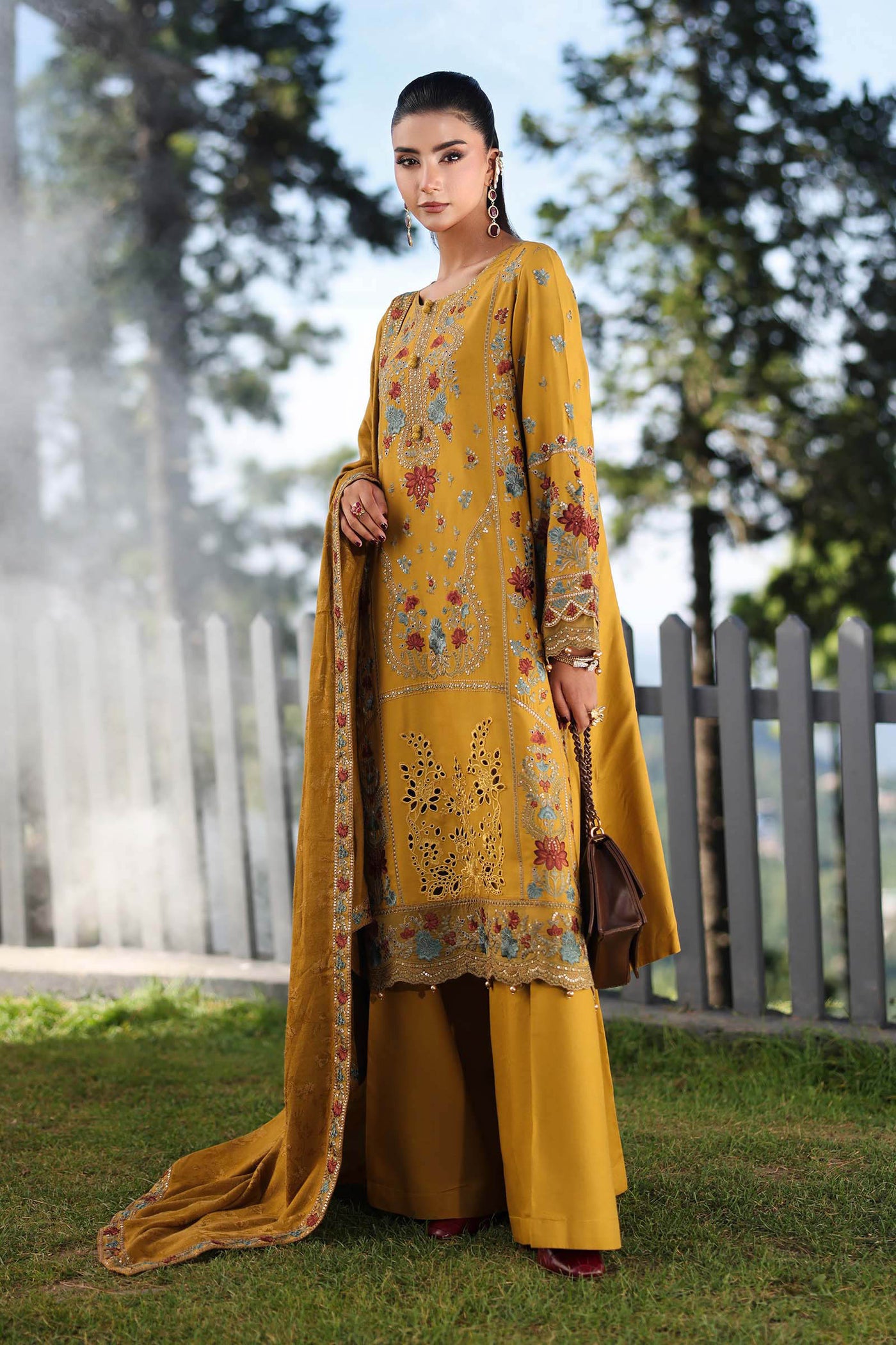 3 Piece Embroidered Linen Suit