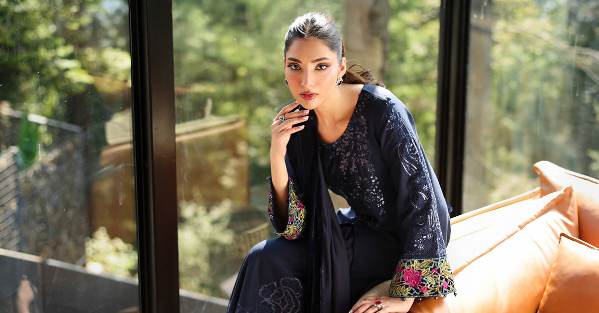 3 Piece Embroidered Linen Suit