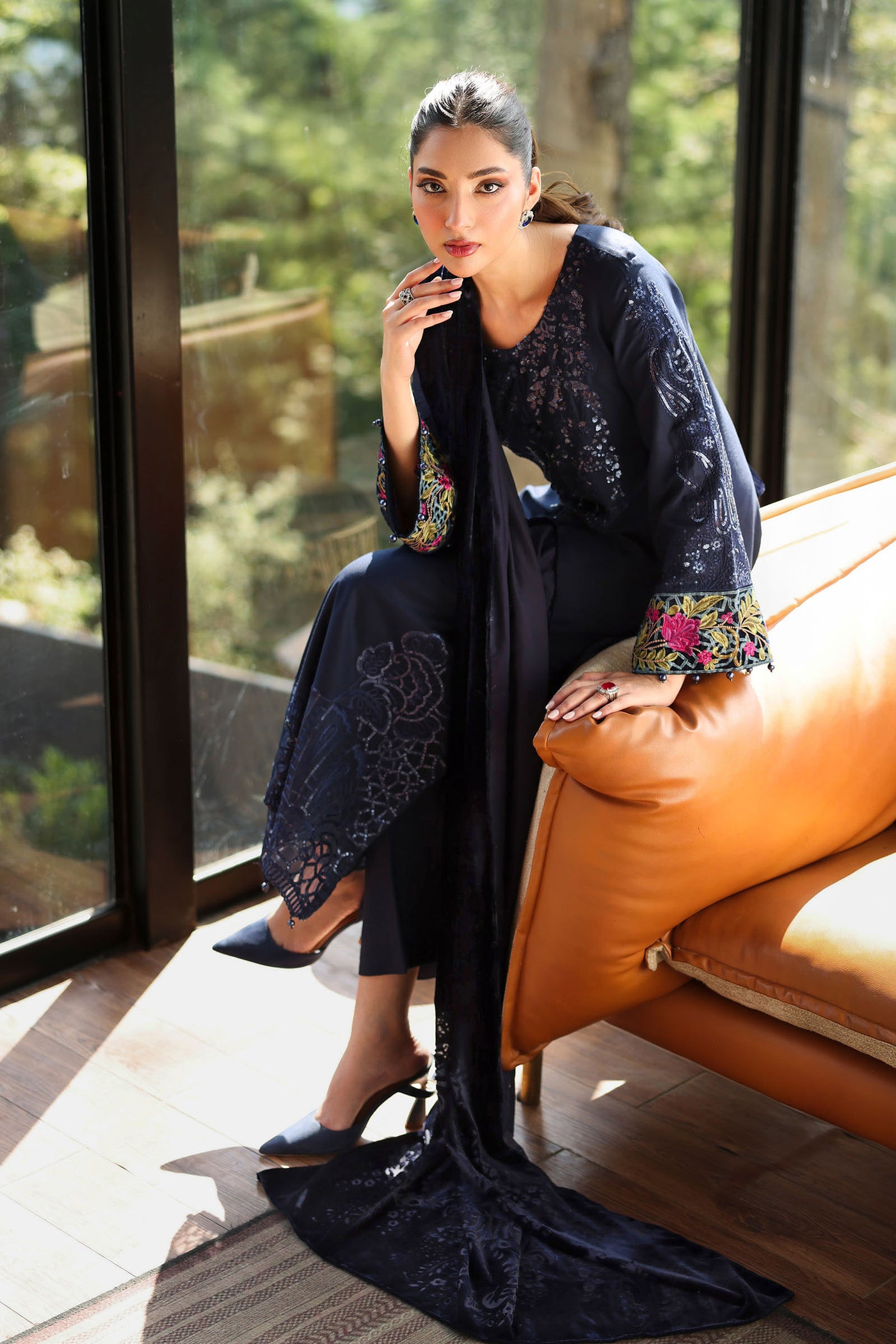 3 Piece Embroidered Linen Suit