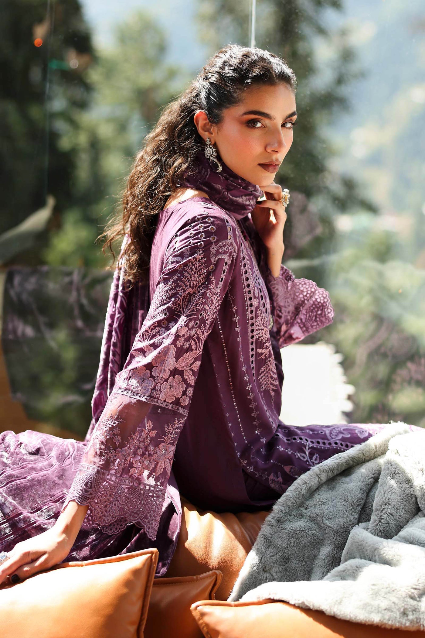 3 Piece Embroidered Linen Suit