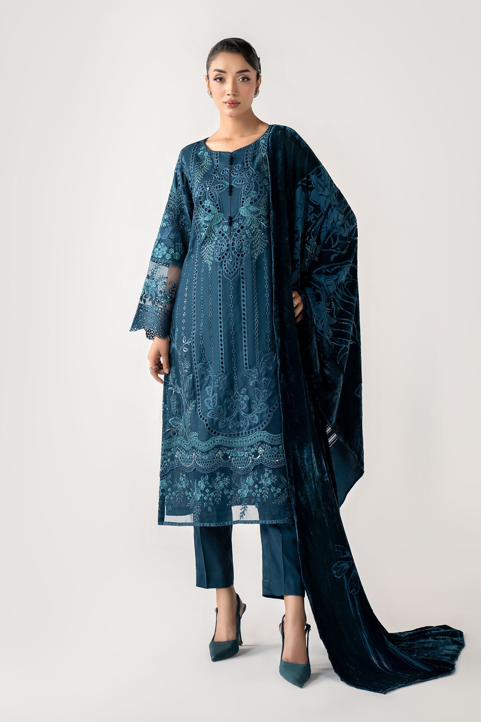 3 Piece Embroidered Linen Suit