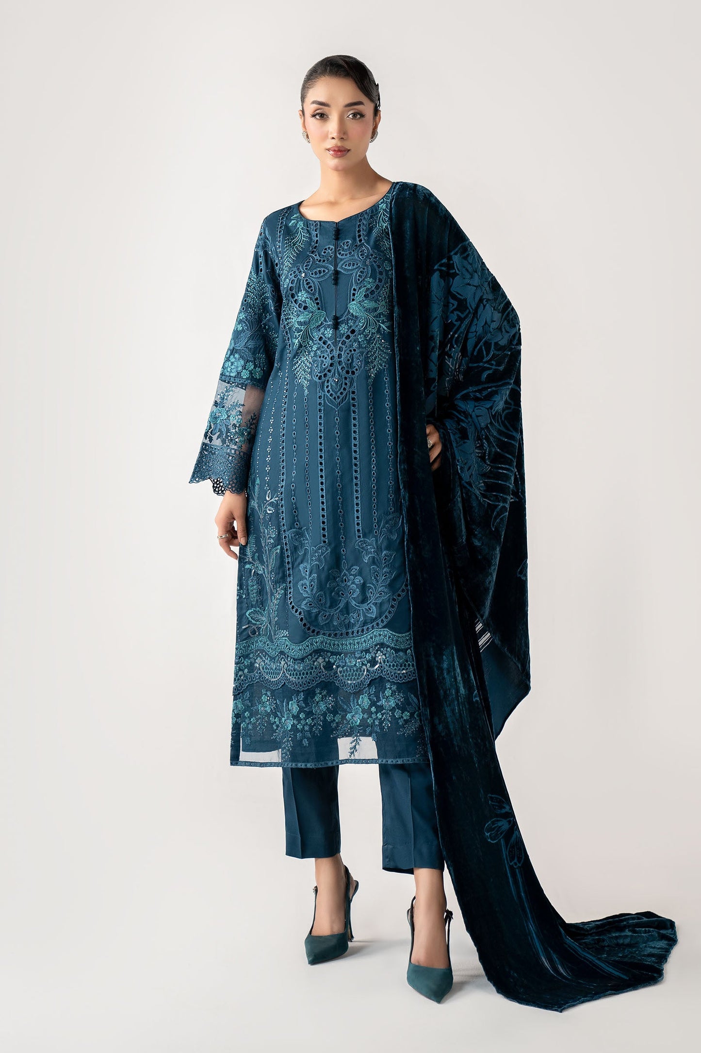 3 Piece Embroidered Linen Suit