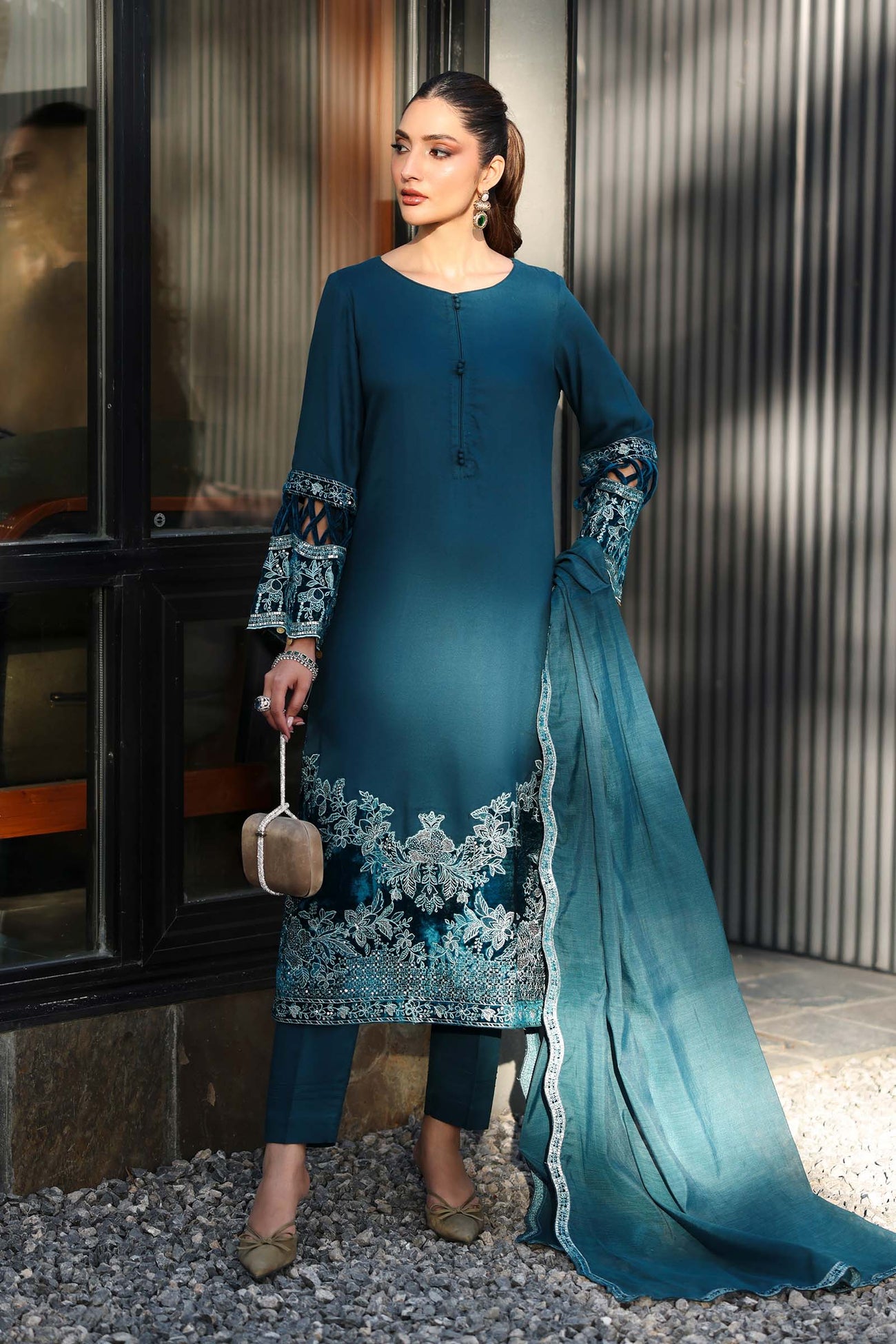 3 Piece Embroidered Marina Suit