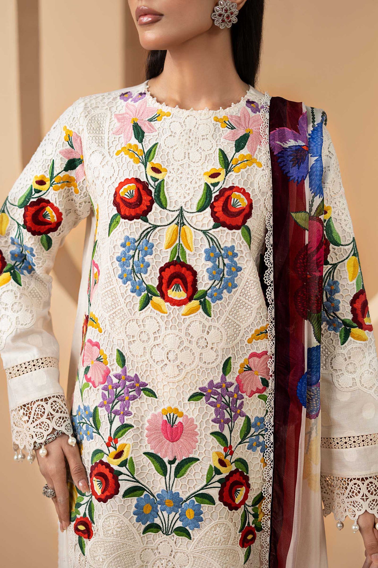 3 Piece Embroidered Jacquard Lawn Suit