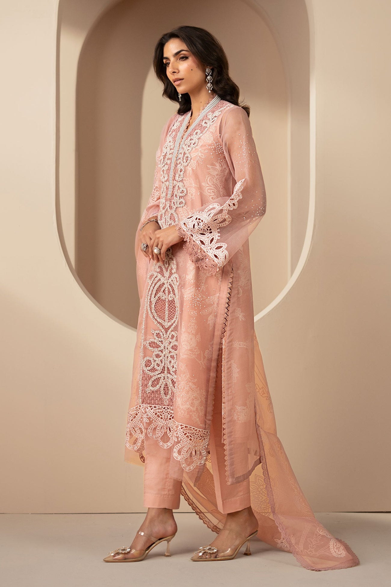 3 Piece Embroidered Organza Suit