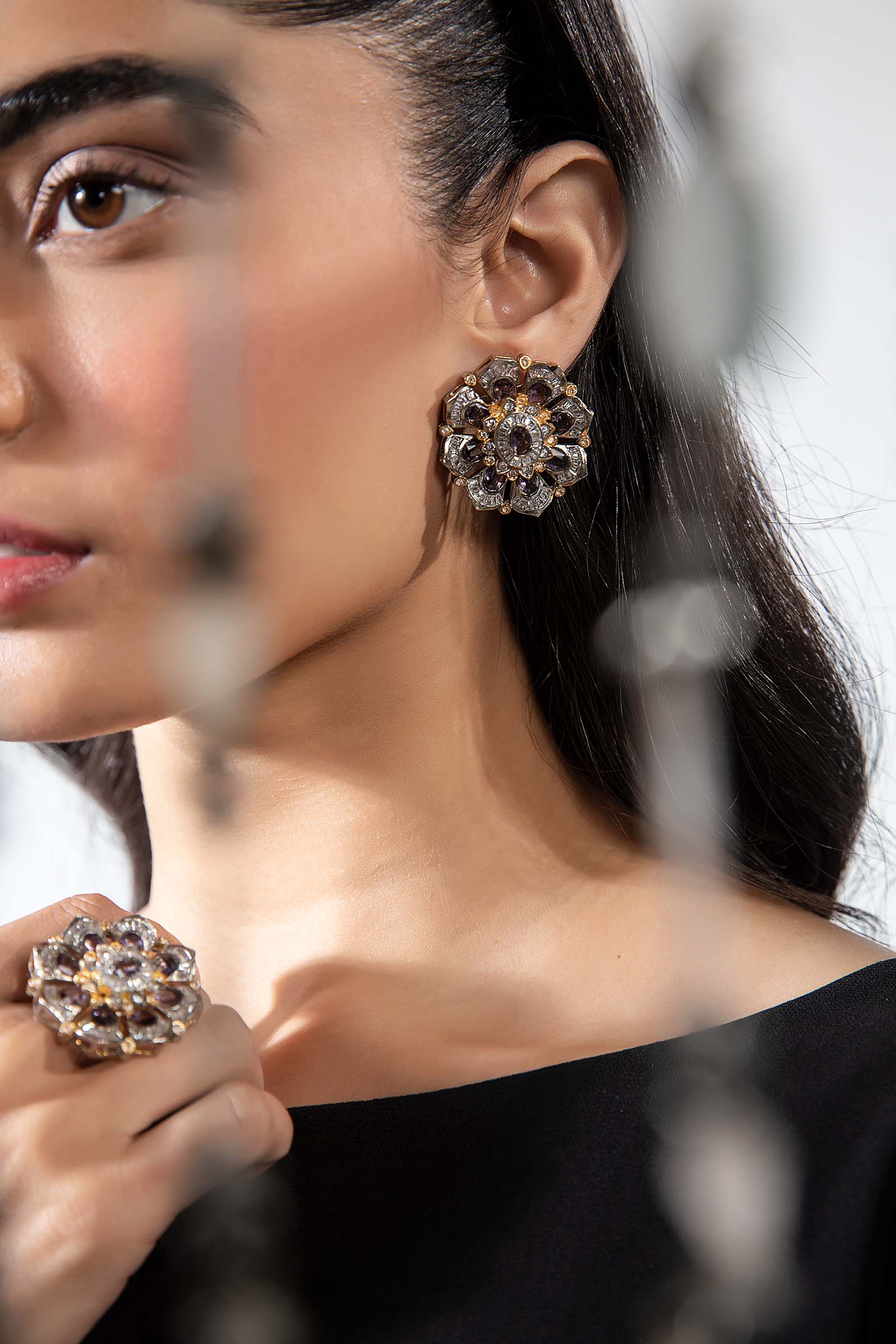 Stud Earrings & Ring Set