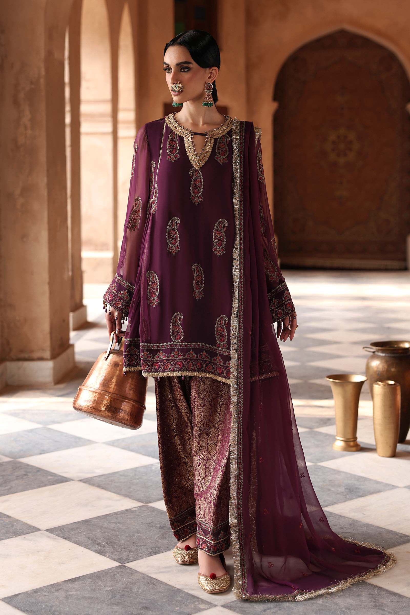 Embroidered Chiffon Fabric (2Pcs)