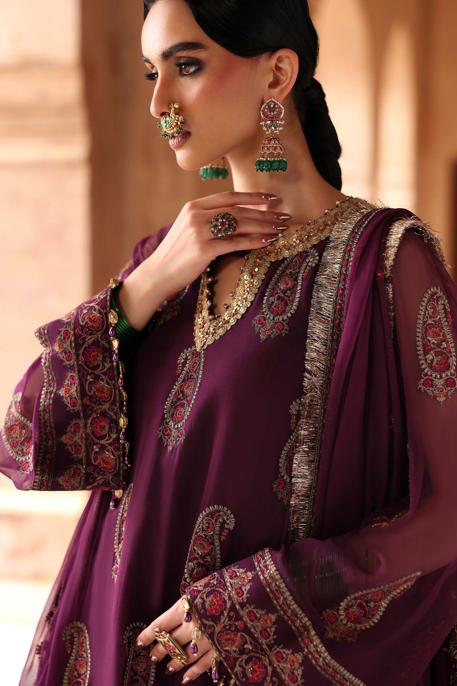 Embroidered Chiffon Fabric (2Pcs)