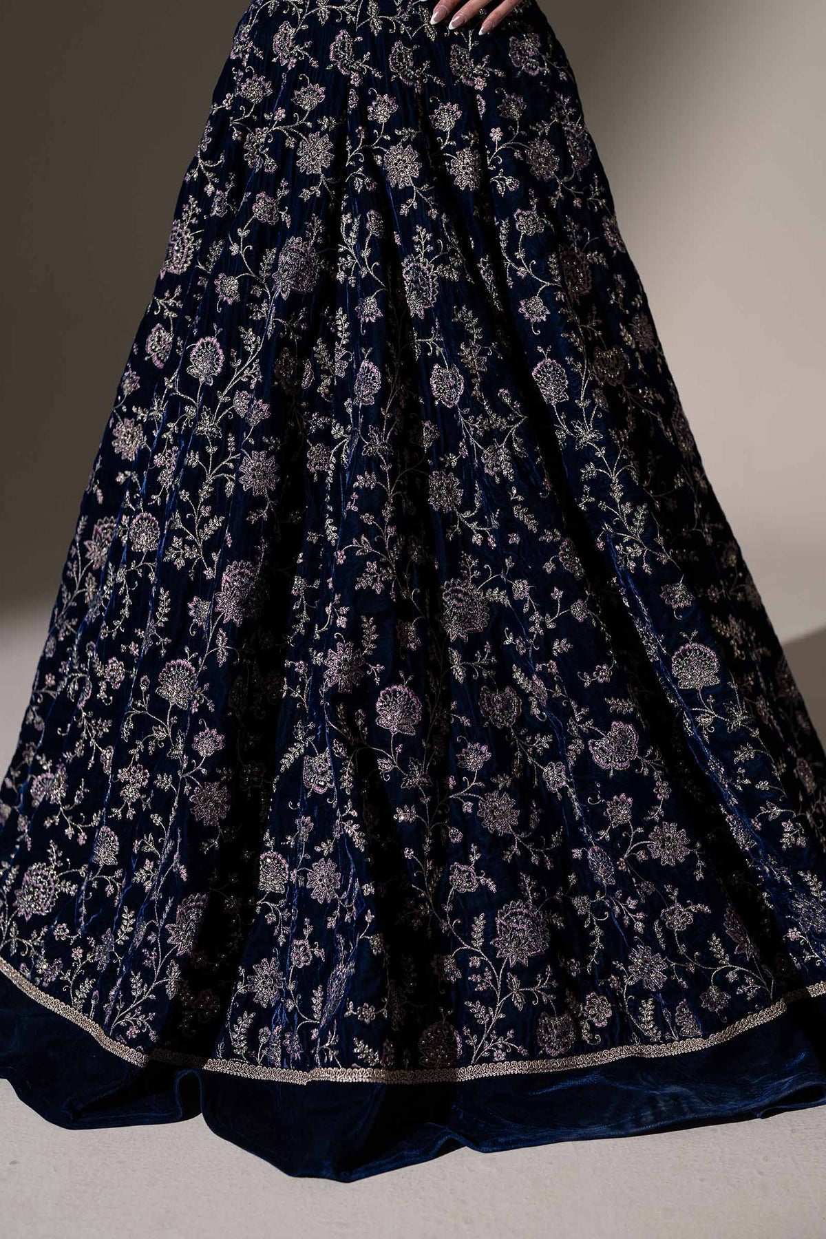 Embroidered Velvet Fabric (1Pc)
