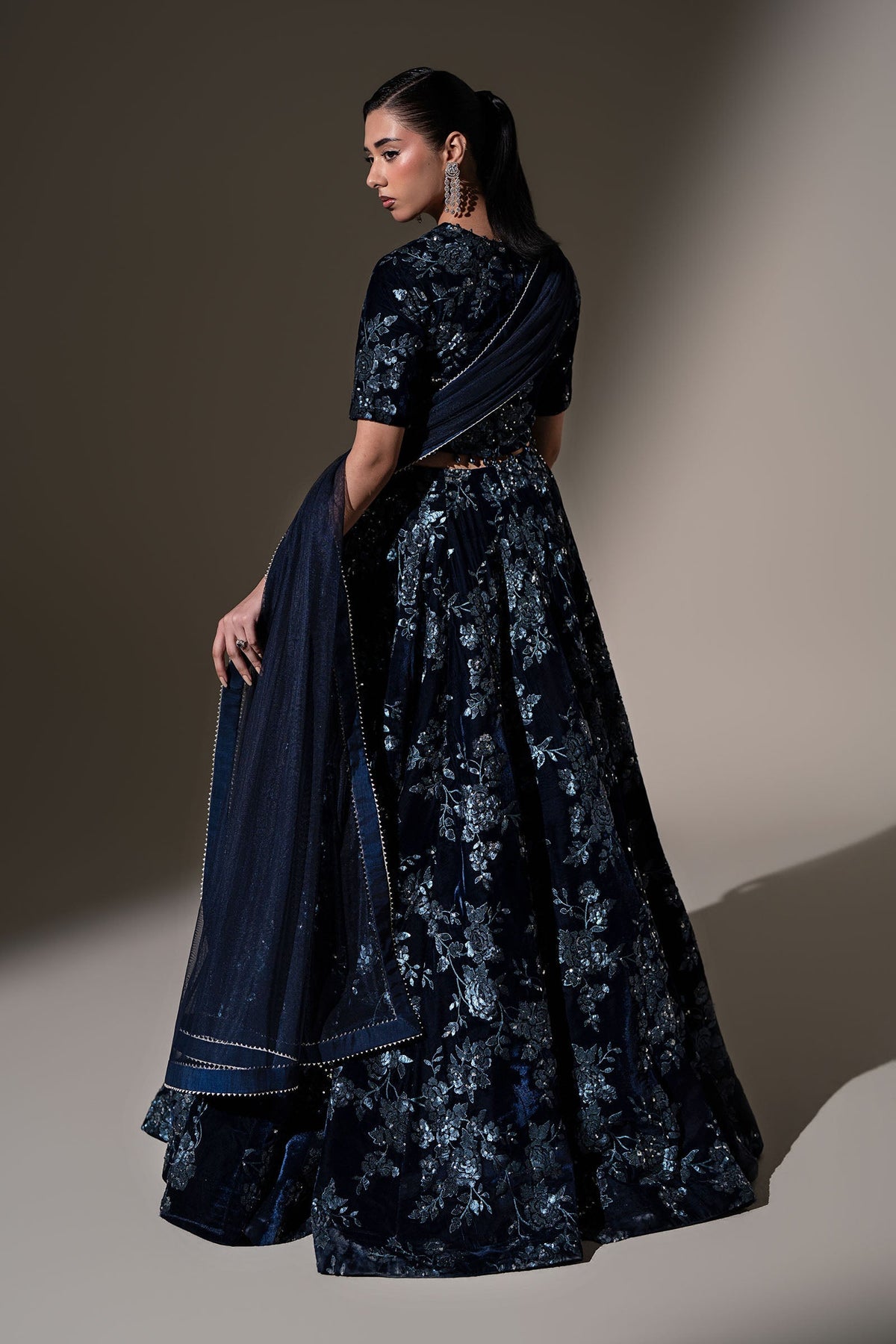 Embroidered Velvet Fabric (1Pc)