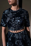 Embroidered Velvet Fabric (1Pc)