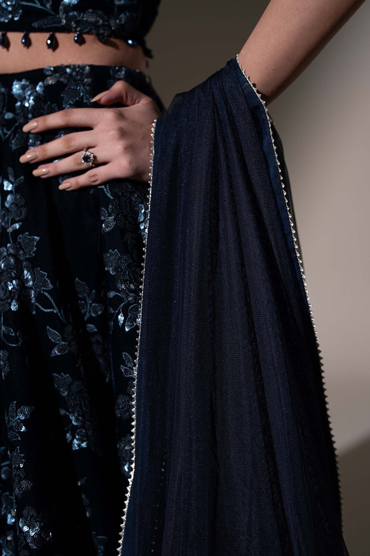 Embroidered Velvet Fabric (1Pc)