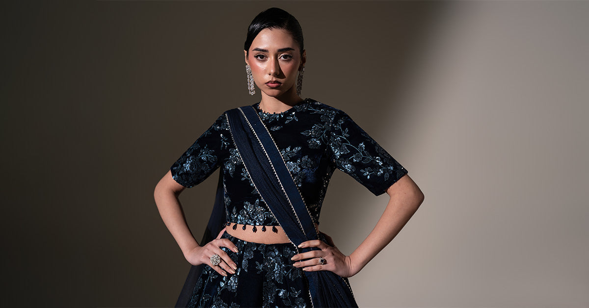 Embroidered Velvet Fabric (1Pc)