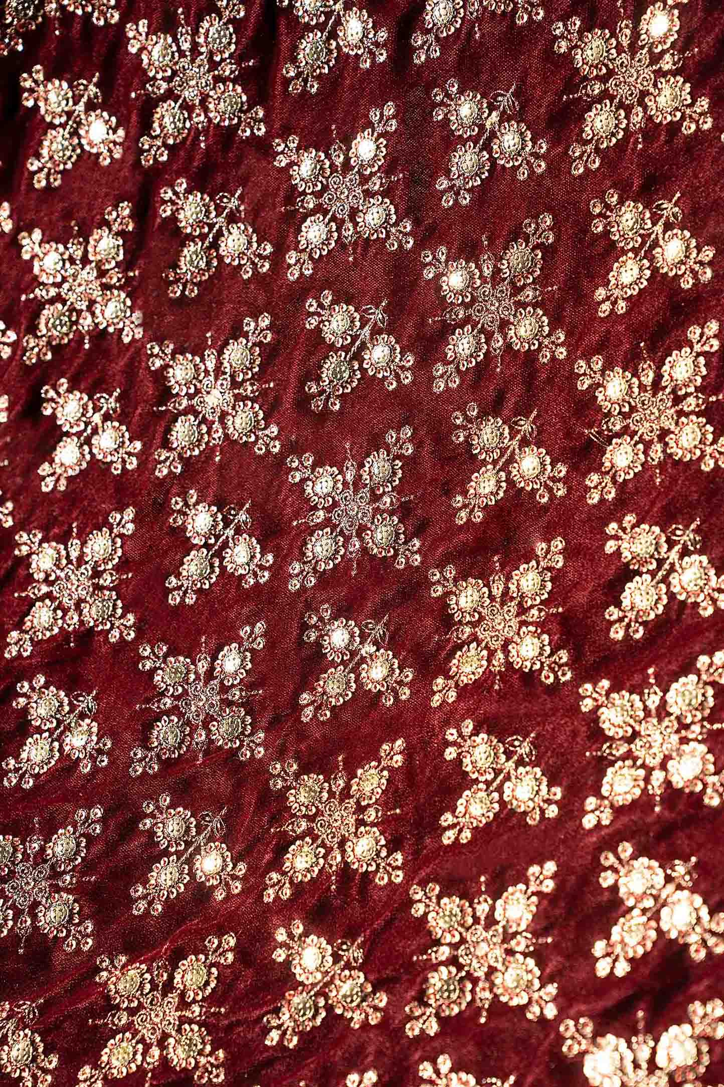 Embroidered Velvet Fabric (1Pc)