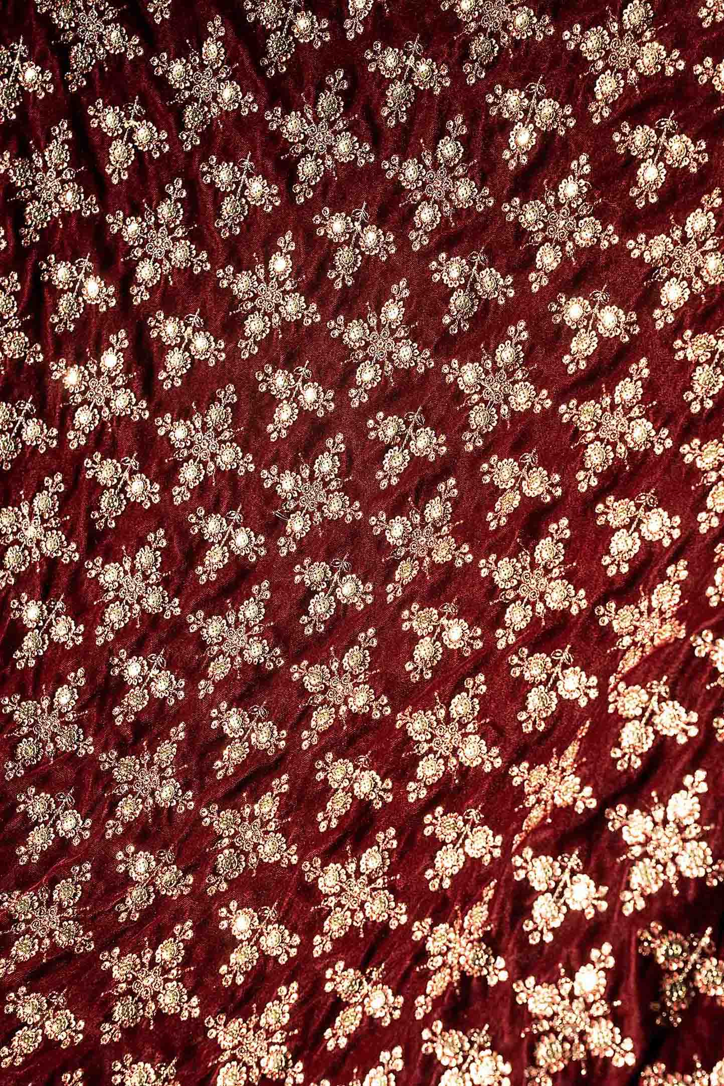 Embroidered Velvet Fabric (1Pc)